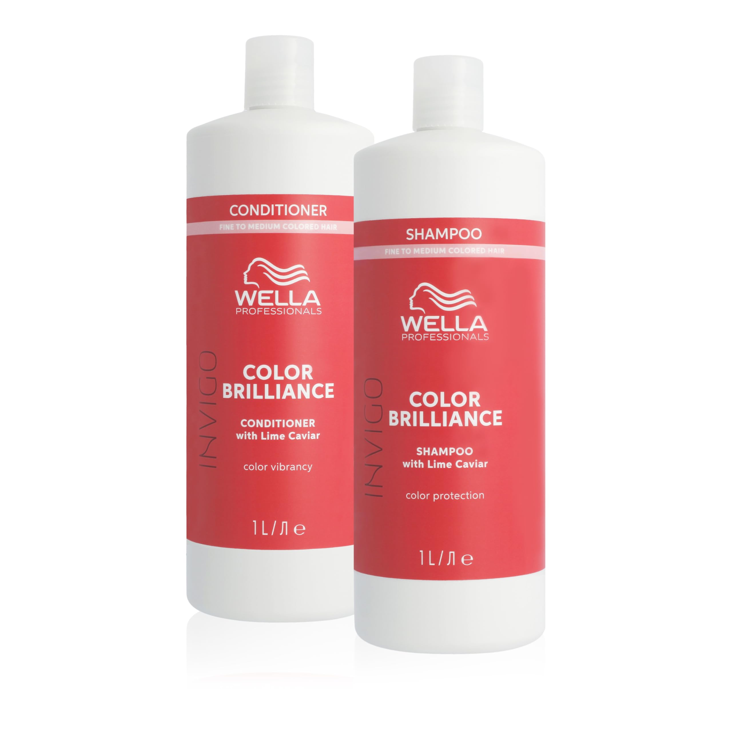 Wella Professionals Pack Invigo Color Brilliance, Protector del color, Cabello teñido Fino o Normal, Champú (1L) + Acondicionador (1L)