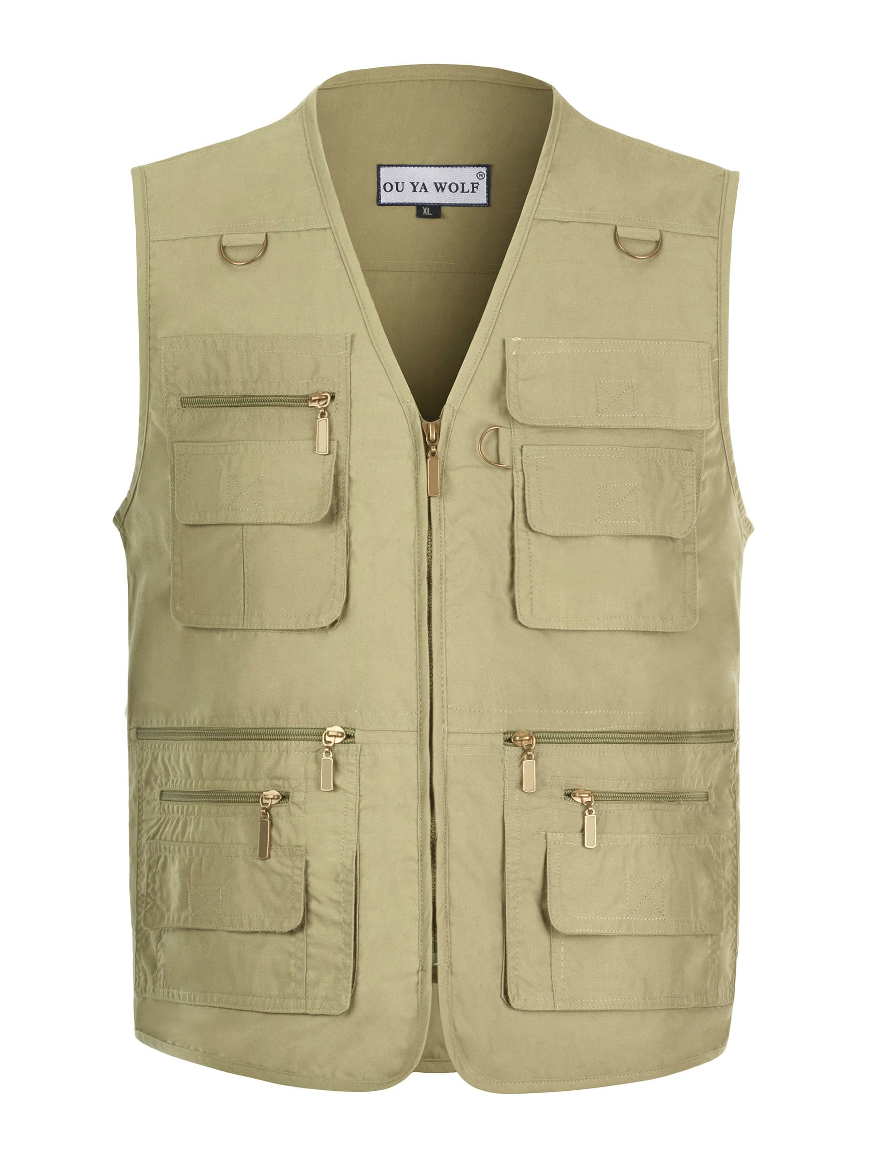 Men's Poplin Outdoors Travel Sports Multi-Pockets Work Fishing Vest