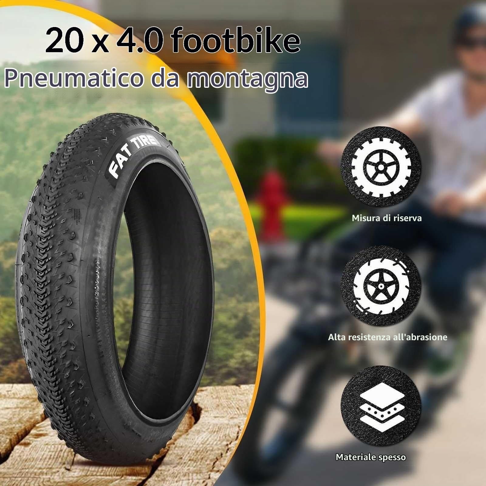 2pcs 20x4.0 Pneumatici, 20x4.0 Antiforatura per Bicicletta Elettrica, Pneumatici Grassi Tutti Terreni in Gomma Resistente, MTB Spiaggia Fuoristrada, 30PSI