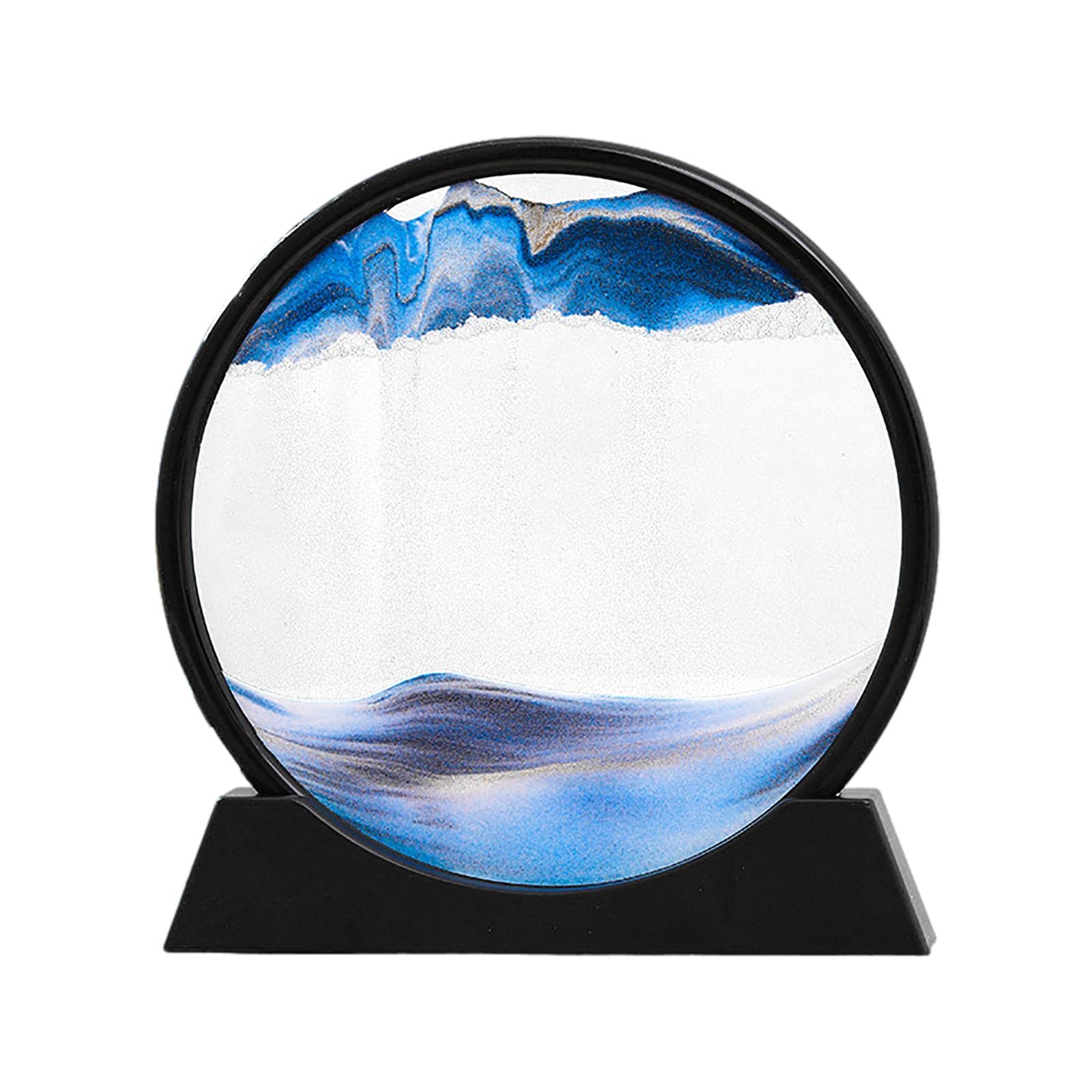 MY99 USHOMI 3D Dynamic Sand Art Picture, Round Glass Frame Display Flowing Sand, Moving Sand Art Picture, Original Moving Liquid Motion Bubbler for Desktop Home Office Decor