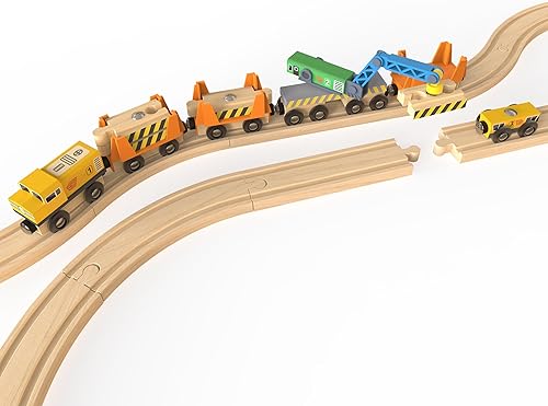 Miniatura 4 de ORBRIUM Trenes de trabajo ferroviario de madera Equipo de mantenimiento de pista con grúa de avería, motor, motor de inspección de rieles,