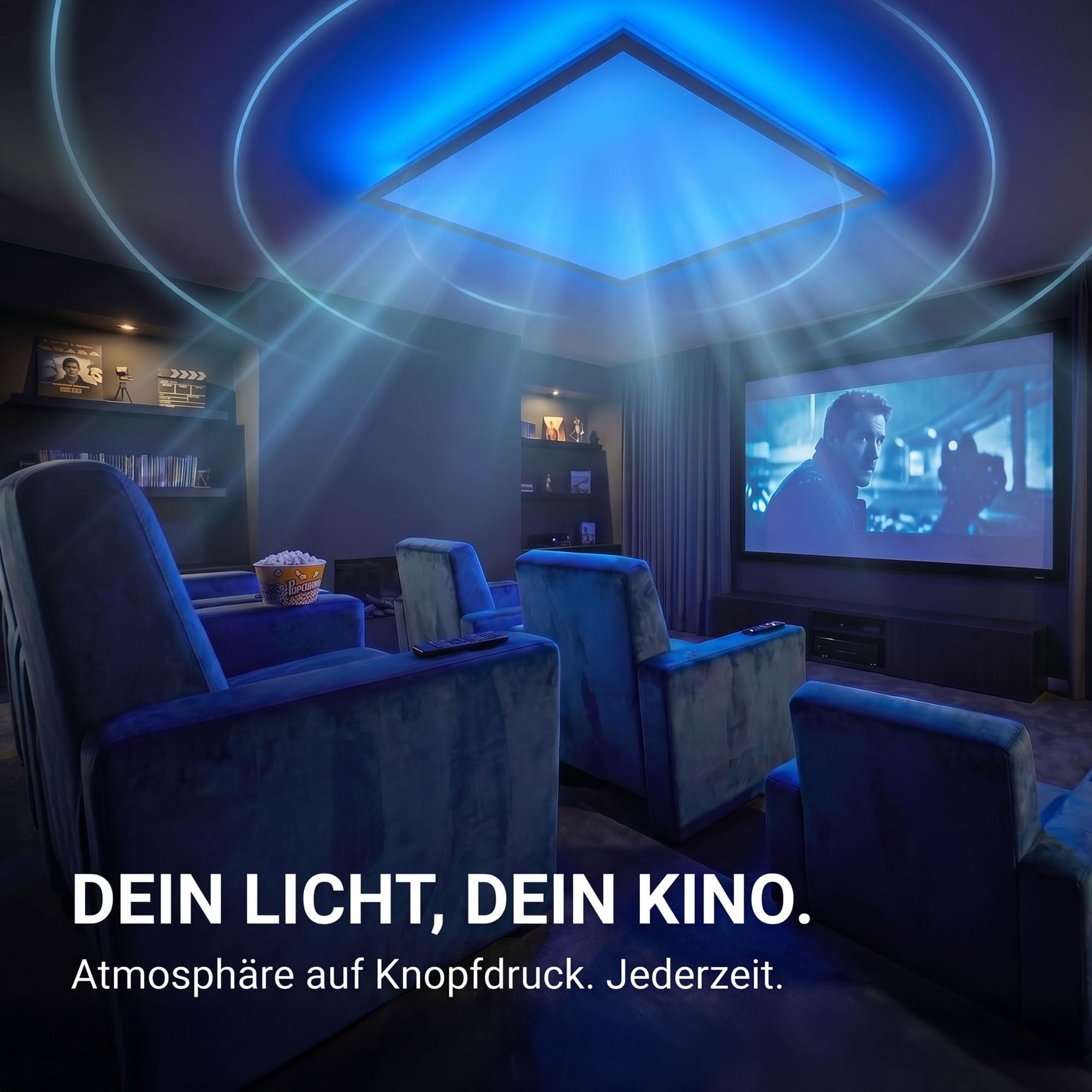 Maxkomfort LED RGB Deckenleuchte - Dimmbar, 3 Lichtfarben, RGB-Farbwechsel & Indirekte Beleuchtung - Modernes Panel für Wohnzimmer, Schlafzimmer, Büro - 45x45 cm - Weiß