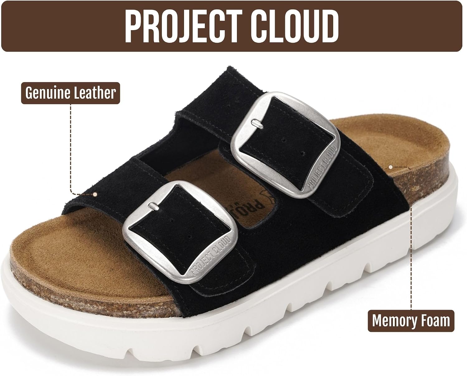 Project Cloud 100% Genuine Leather Platform Sandals Women (Greecechunky) image 2