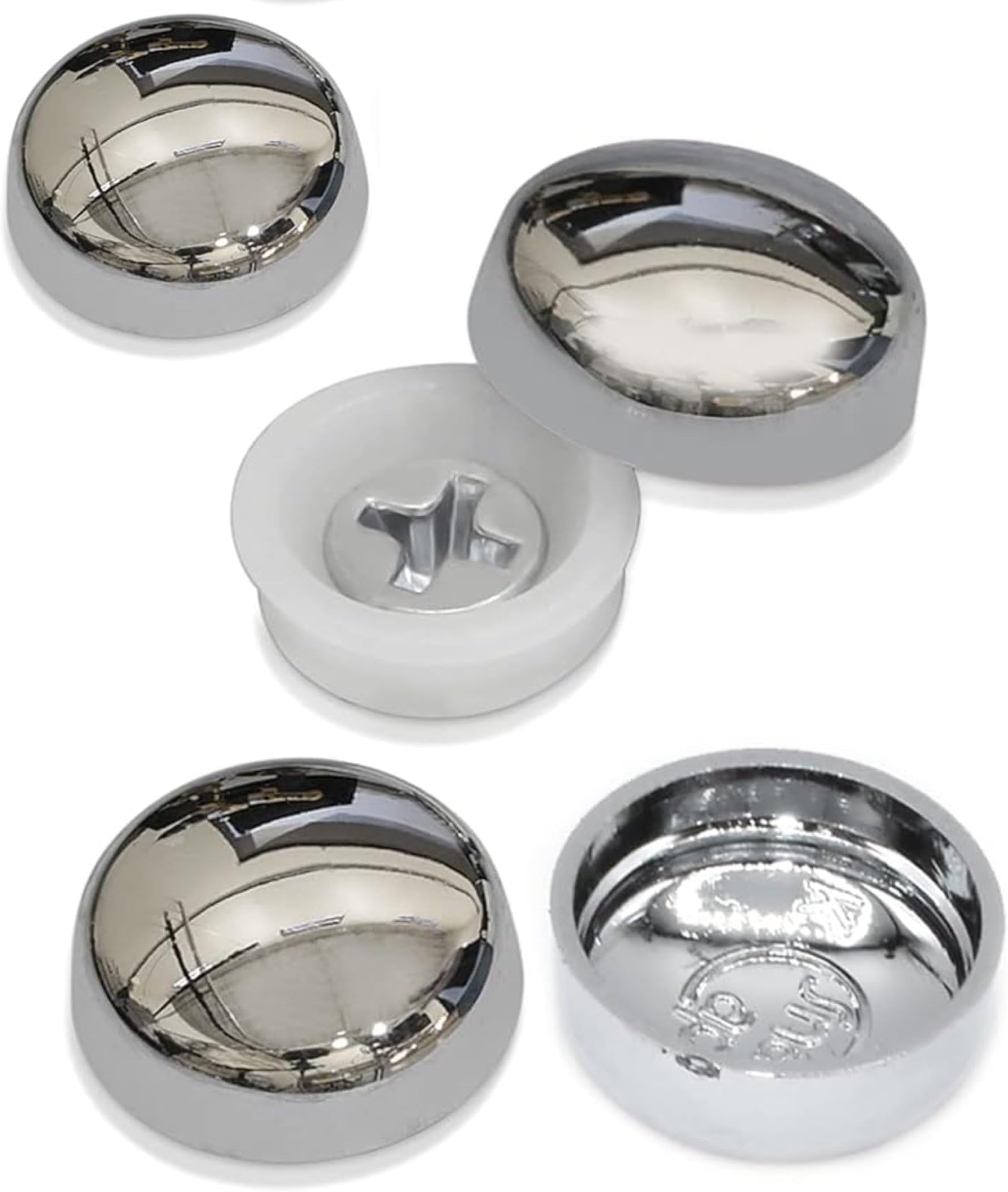 SISI UK Small Chrome Dome Screw Cover Caps for 6g & 8g Mirror Screws Fixing Screw Cover Caps for No 6-8 Gauge Screws Decorative Cap Covers Mirror Screws Firm Clip-On Type Cap Covers Pack of 10.