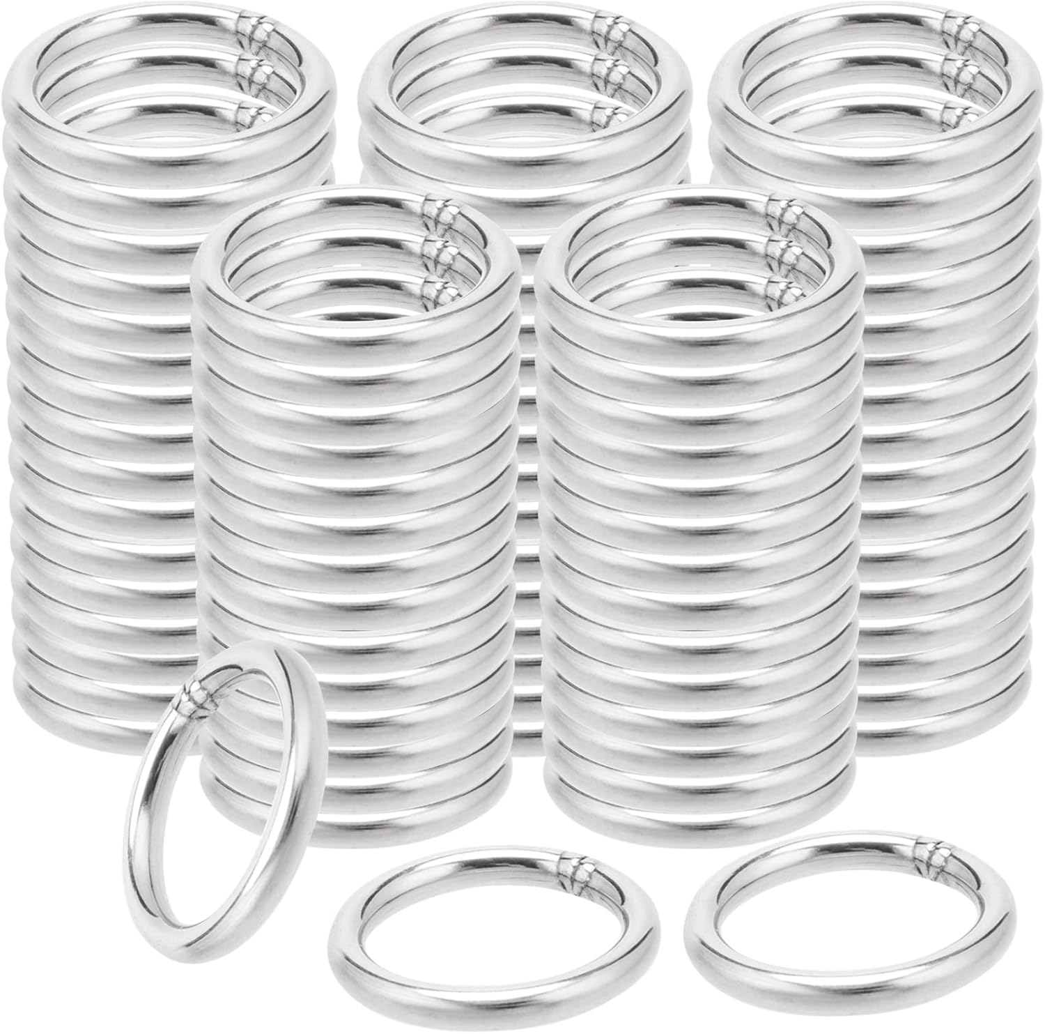 200 PCS 1 Inch Metal O Rings, 304 Stainless Steel Round Ring, Multi-Purpose Welded O Ring for Camping Belts, Bags, Crafts, Webbing