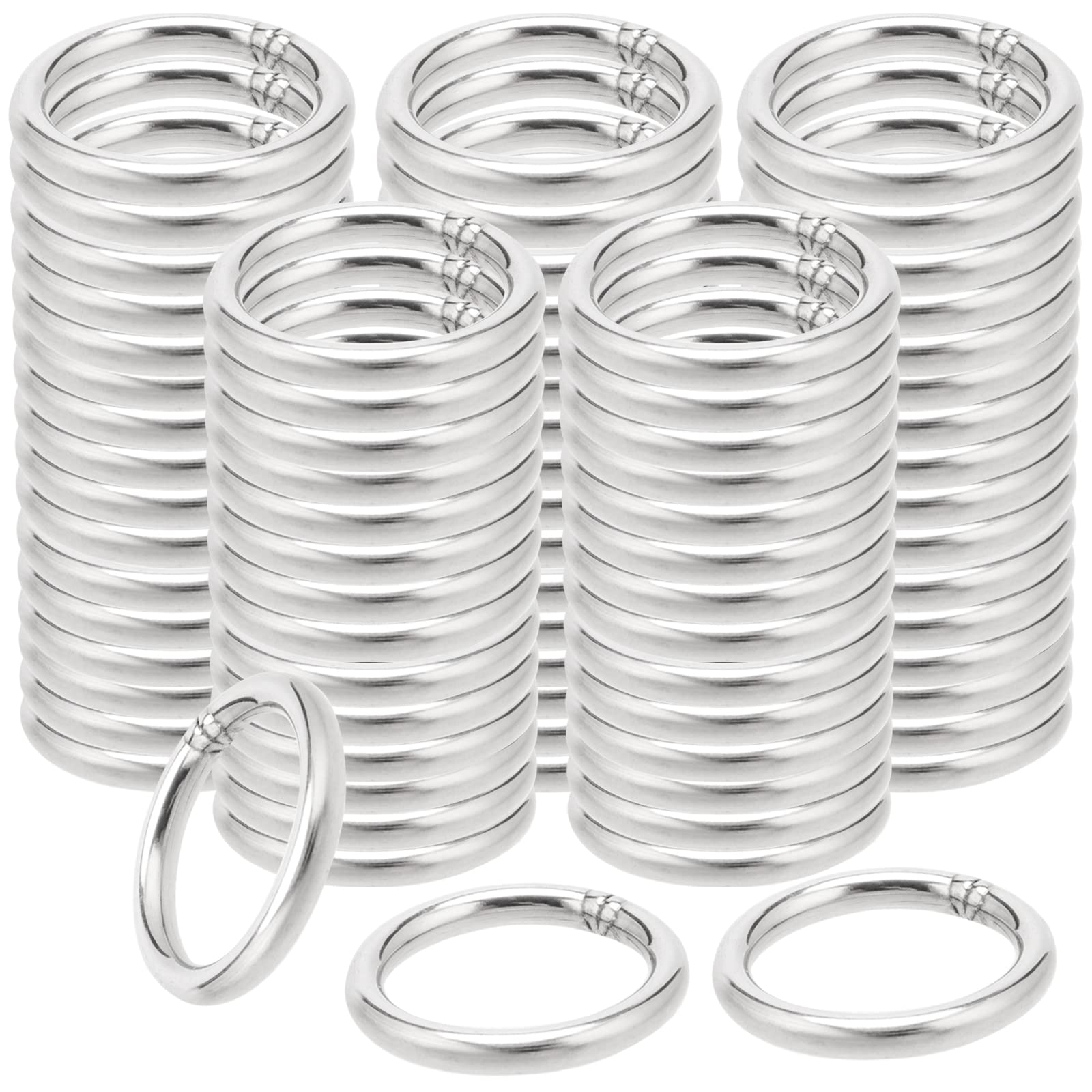 KOHAND 200 PCS 1 Inch Metal O Rings, 304 Stainless Steel Round Ring, Multi-Purpose Welded O Ring for Camping Belts, Bags, Crafts, Webbing