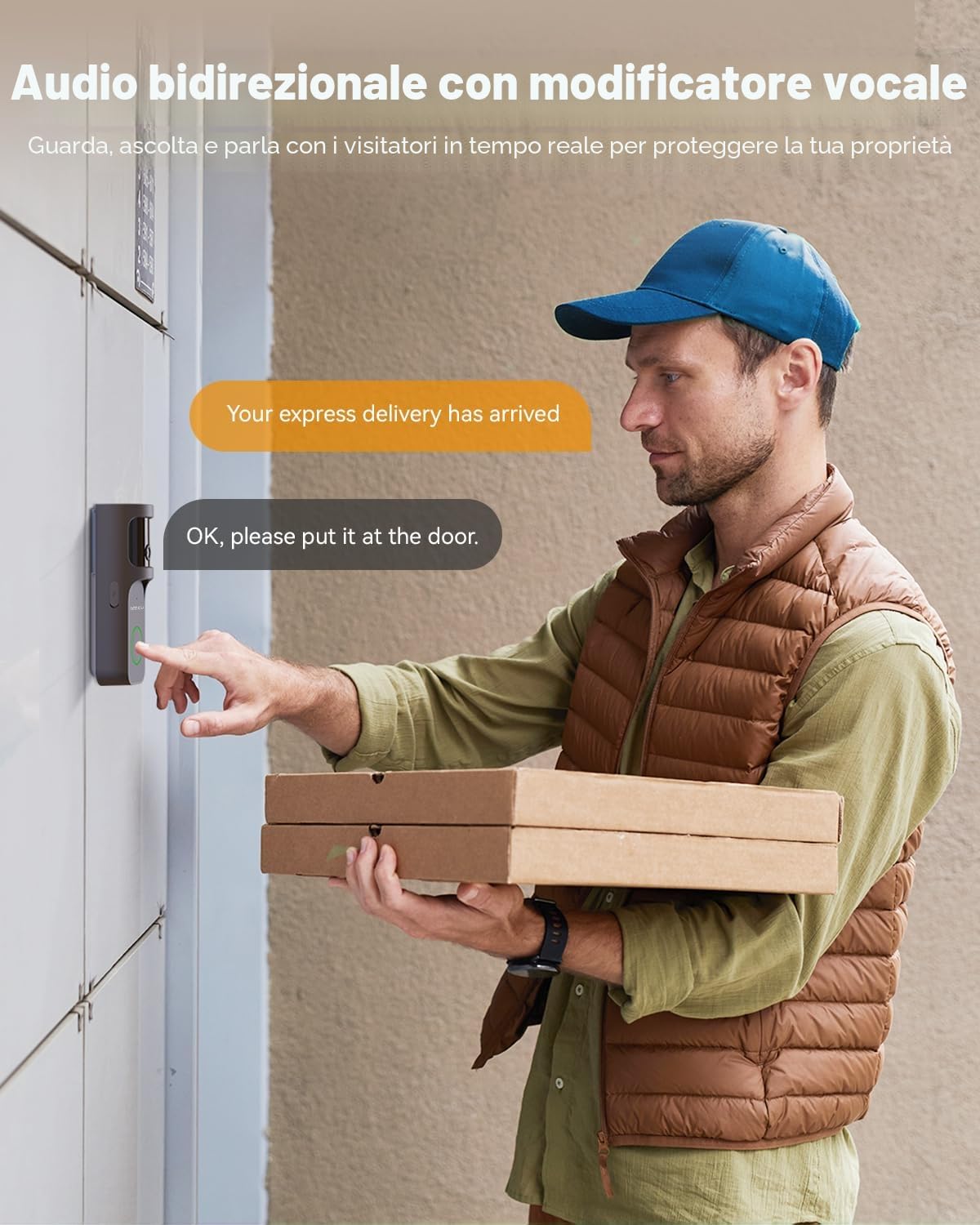 Imou 4MP Panoramic Doorbell DB3 KIT, Campanello Video 2K+ WiFi con Suoneria, Visione Notturna 4MP 5m, Rilevamento Pacchi AI Avviso App, Vista Panoramica dalla Testa ai Piedi, Audio Bidirezionale