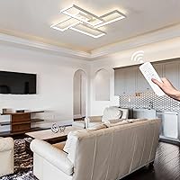 Vista 9 de Shine LUEST Moderna lámpara LED de techo, luz de techo empotrada blanca regulable de 26 pulgadas, luces de dormitorio para techo con control remoto