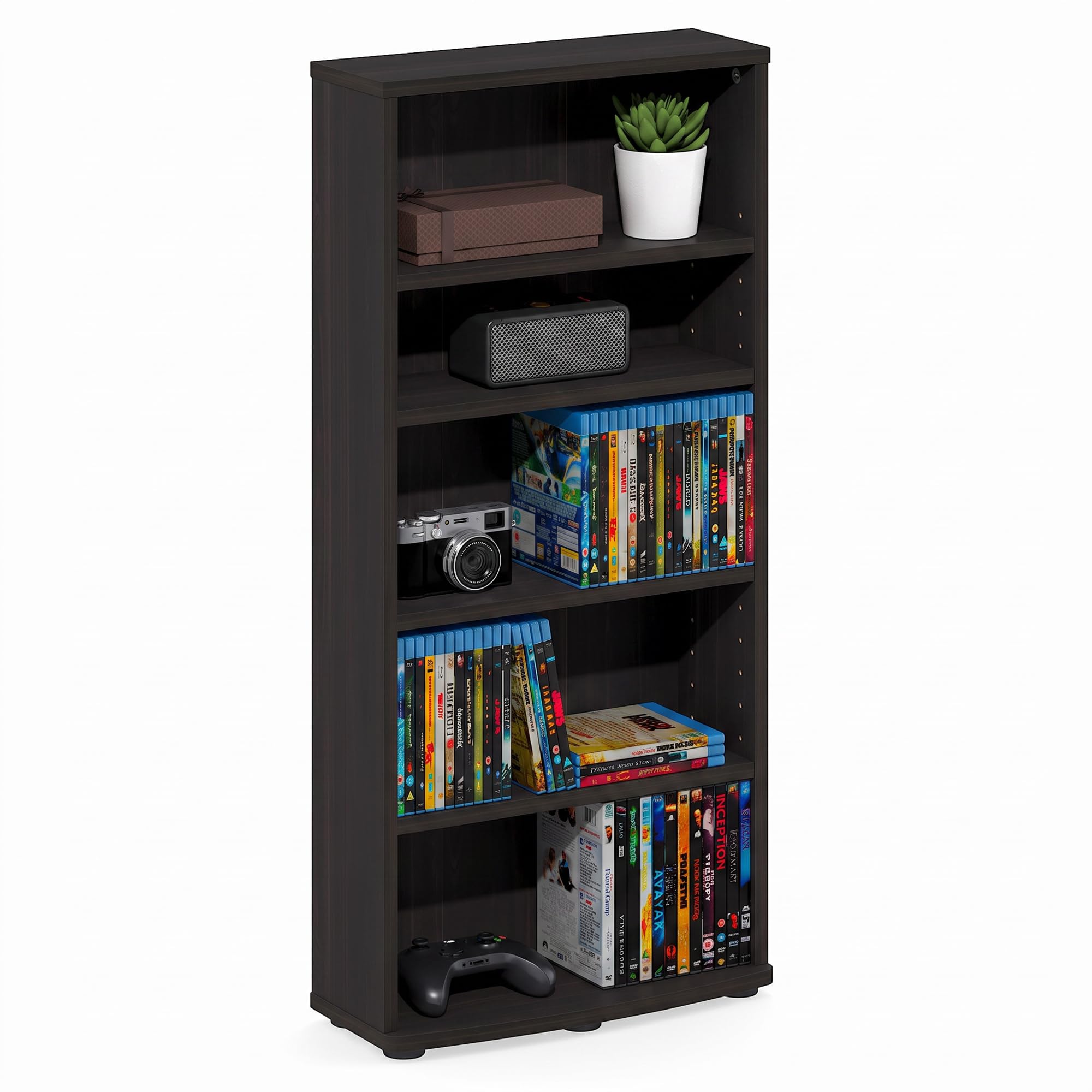 FURINNO Jaya 4-Tier Multimedia Storage Tower, Espresso