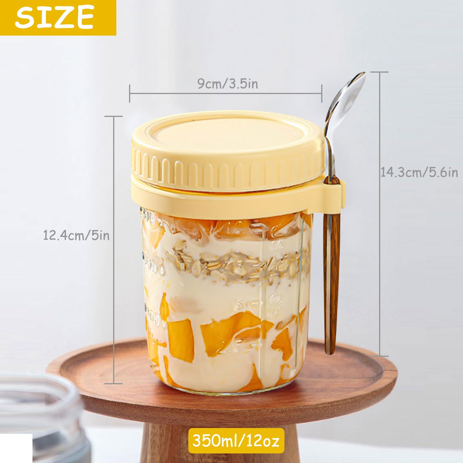 UPKOCH Set Barattolo Per Avena Notturna Con Coperchio E Cucchiaio - 600ml Bianco