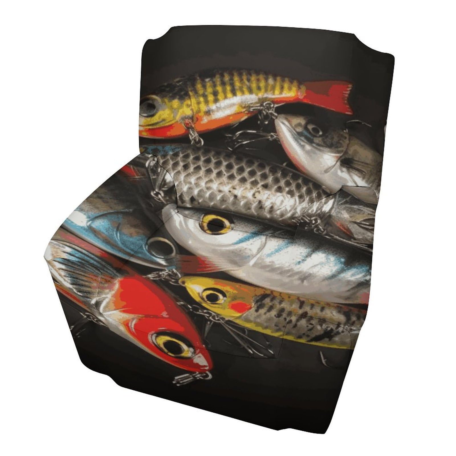 Fodpand Style Fishing Bait Sofa Cover Soft 1 Seater Sofa Slipcover For Pets Washable,Couch Cover With Elastic Straps Furniture Protector