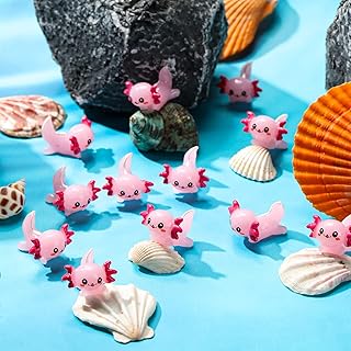 60 Pcs Mini Resin Axolotl Pink Axolotl Toy Party Favors Charms Axolotl Ornament Dollhouse Miniature Animals Tiny Figurine Bulk Garden Landscape Aquarium Decoration DIY Crafts for Birthday