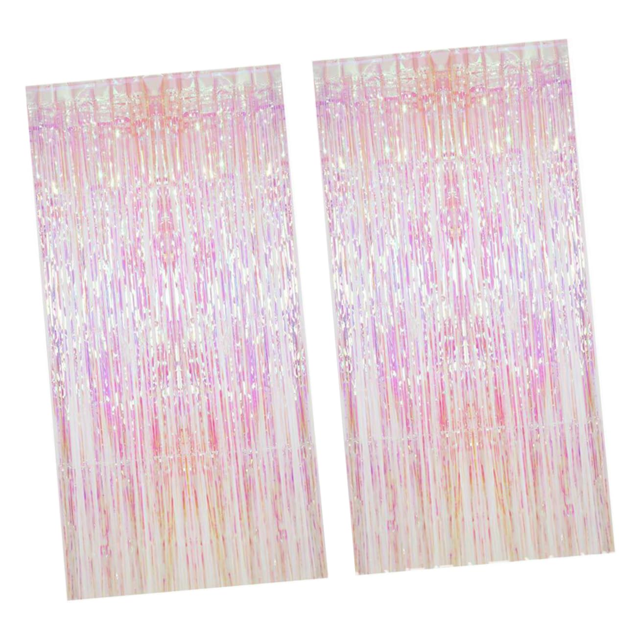 KOMBIUDA 2sets Rainbow Tinsel Curtains Easy to Install Rain Tassel Backdrop for Birthday Wedding and Party Decorations Photo Prop for Memorable Moments