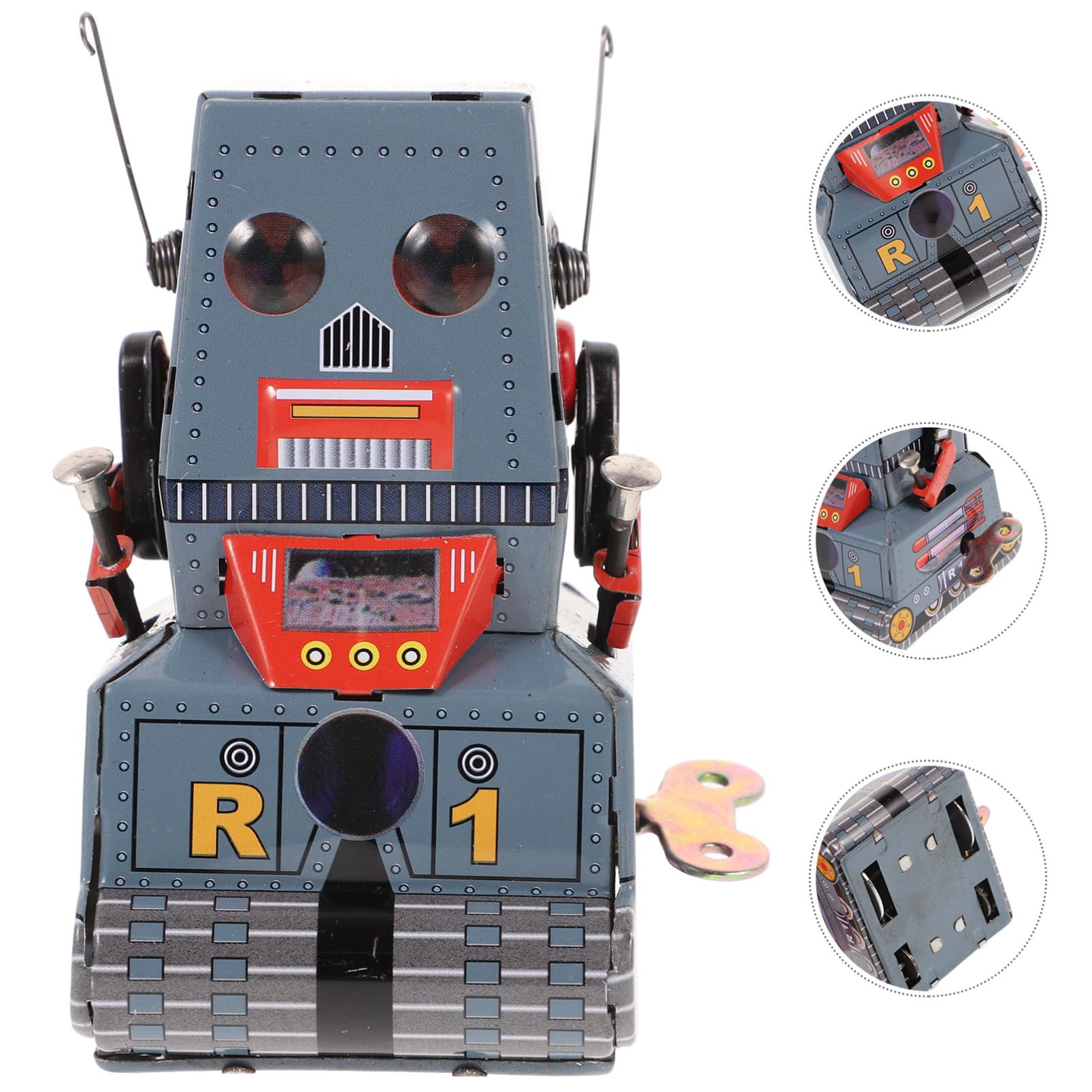 WOONEKY Robot Clásico De Cuerda Juguete De Hojalata Robot De Juguete Antiguo Niño Navidad Estatua