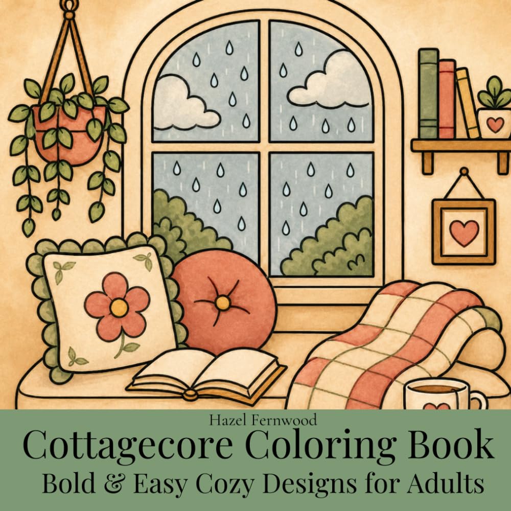Cottagecore Coloring Book: Bold & Easy Cozy Designs for Adults