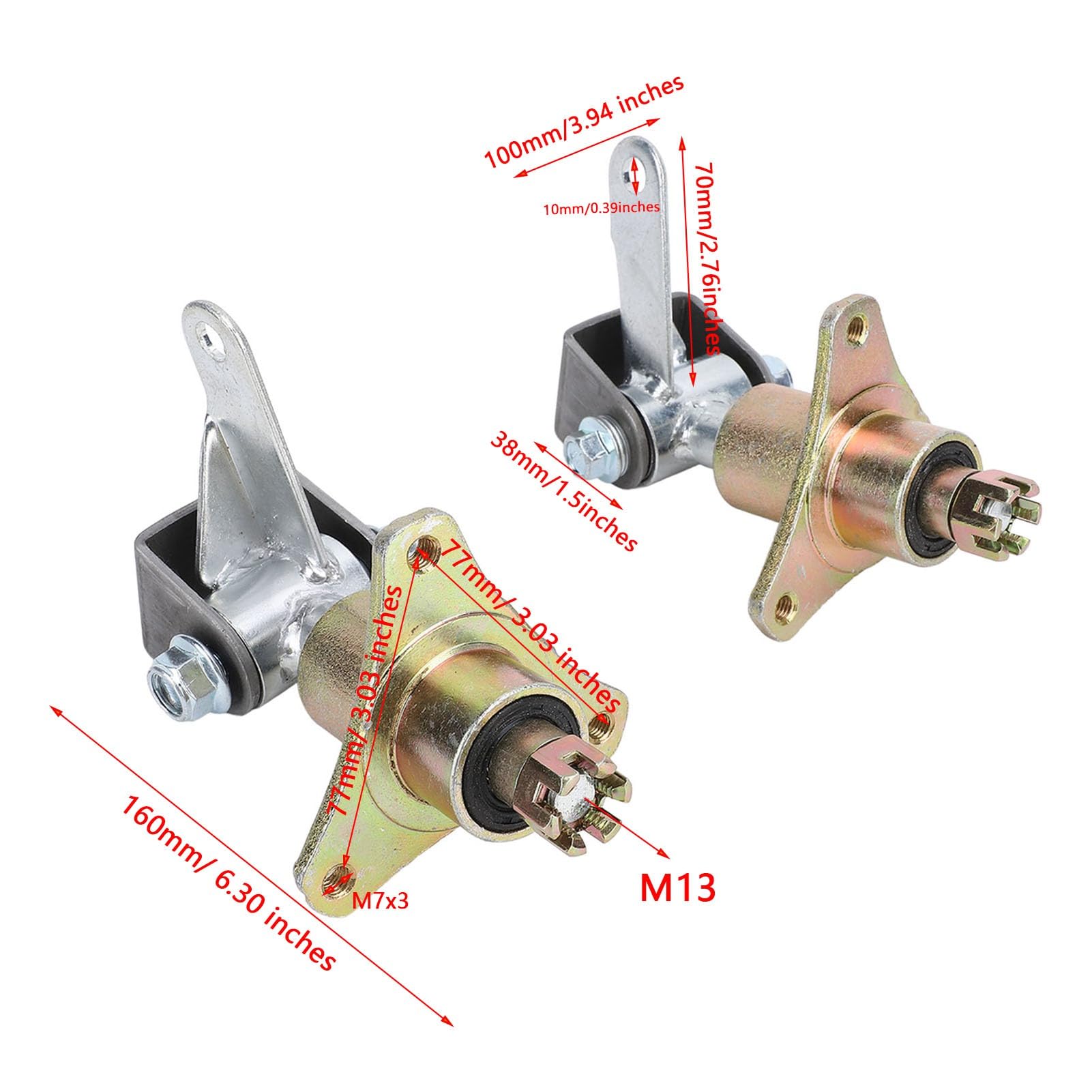Aramox Lenkknöchelspindel 6 Zoll Radlager Spindel Vorderrad nach Rechts Rechts für ATV Quad GO Kart mit 78 Mm Hub -Hub -Lochabstand