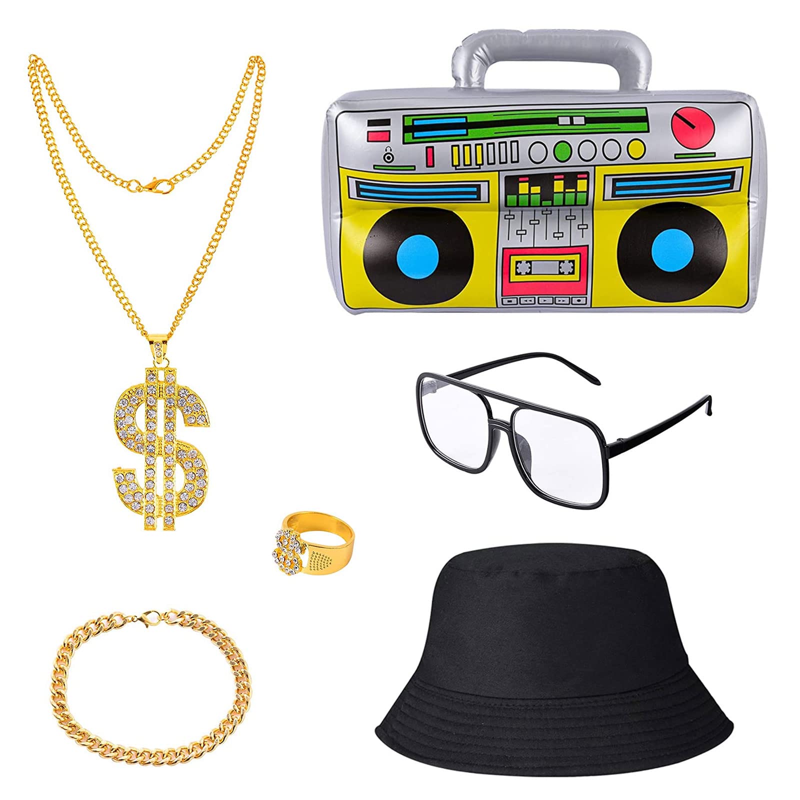 Tshaoun Pieces Hip Hop Costume Kit 80s 90s Rapper Desertcart