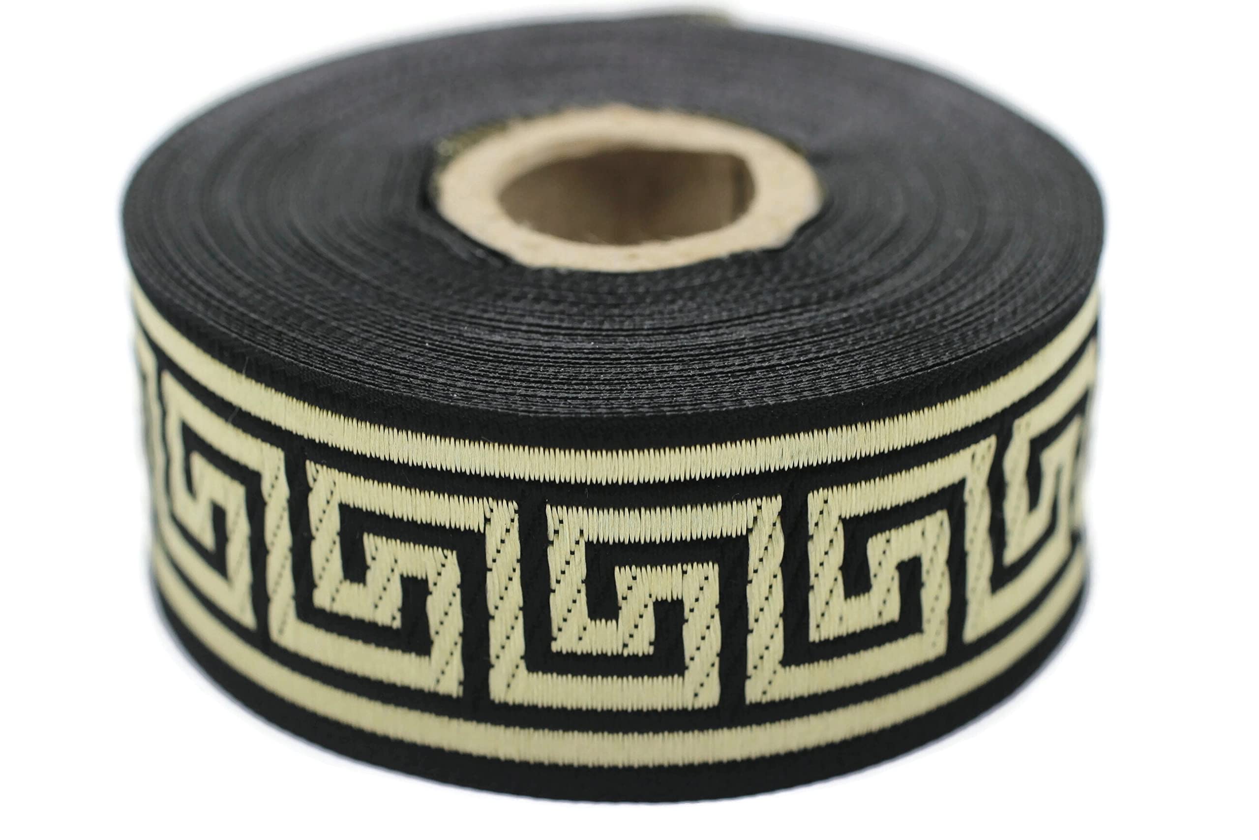Nastro Jacquard 10m X 3,5cm – Motivo Chiave Greca Oro Rosa E Arancione, Tessuto Medievale Per Decorazioni, Fai Da Te, Regali, Feste