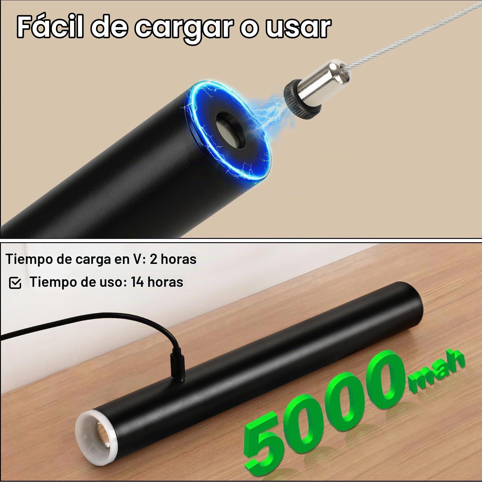 2x Lampara Colgante Techo Recargable Con Batería 5000mAh Negro | regulable 3000-6000K, con mando, lampara colgante con sensor y temporizador, para dormitorio, salón, isla cocina