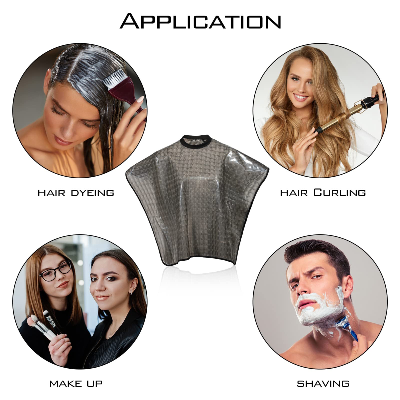 3 Pcs Shampoo Cape Hair Color Cape para salones Clientes Maquillaje Tinte para el cabello, 3 colores, Negro, gris, morado. 6