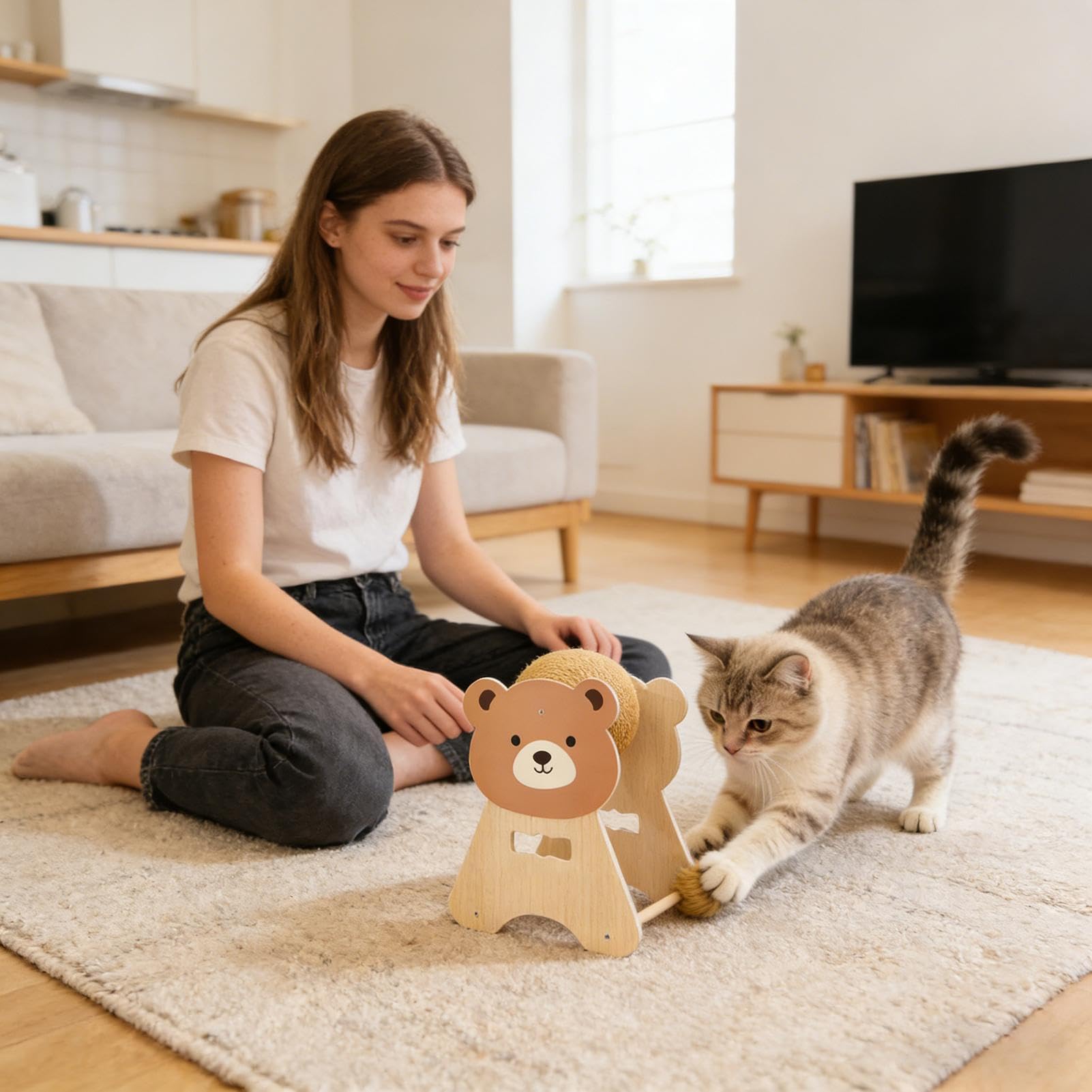 Pelota Rascador para Gatos Suministros para Mascotas Interactivos de Sisal | Juguete Interactivo Interior para Gatitos Para Gatos Pequeños Medianos Grandes y Crías, Juego en Salón H