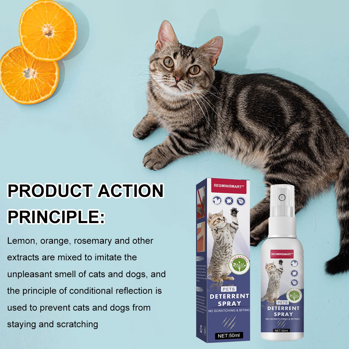 SEGMINISMART Spray antigraffio, anti-graffio, per gatti, per gatti, per cani, per interni ed esterni, per proteggere la vostra casa, 50 ml