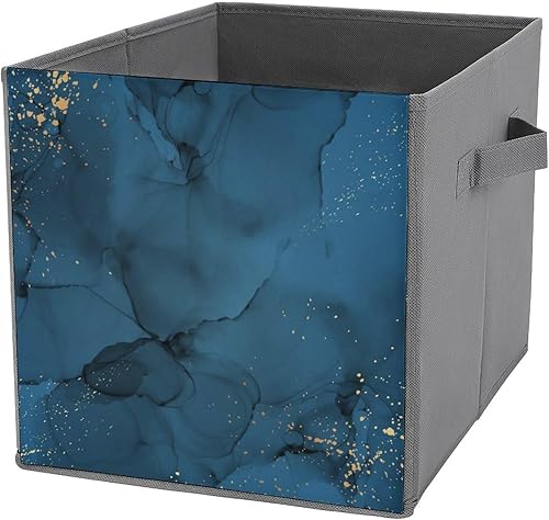 Cubos de almacenamiento de lujo abstractos modernos, contenedores de tela de mármol brillante de 11 pulgadas con asas dobles, organizadores de