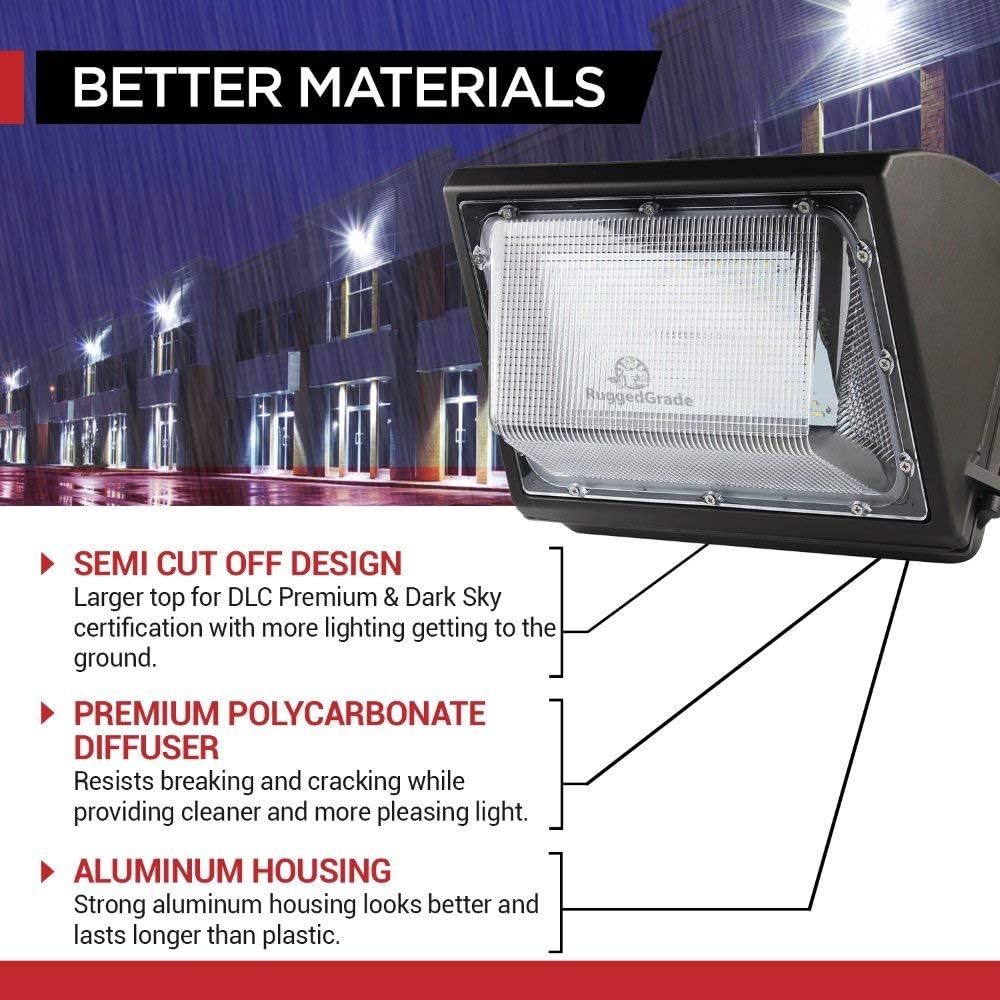 Suреr Brаndѕ 120 Watt LED Wall Pack Light - 17,400 Lumens - 3000K Warm White - High Efficiency 140 Lumen to Watt- DLC Premium Listed - Dorado III Series - with Photocell