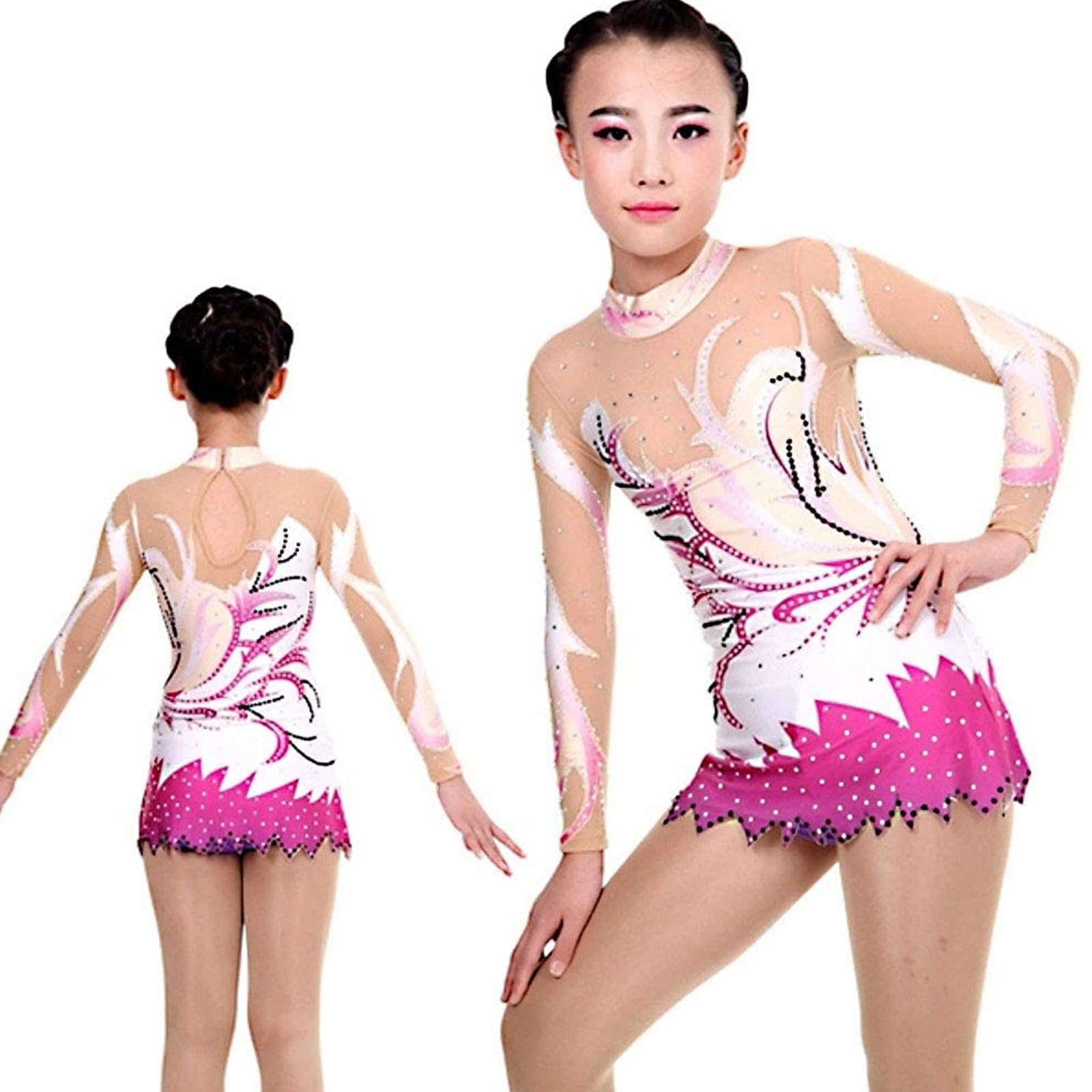 Mallas de Gimnasia Rítmica for Niña, Disfraz de Circo for Mujer, Monos De Baile Con Diamantes de Imitación for Competición