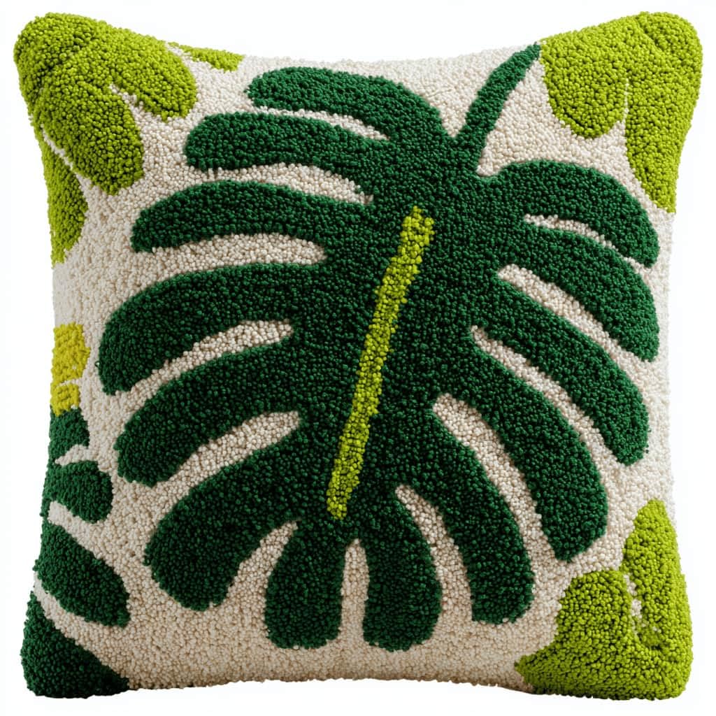 Kitquiver Decor Latch Hook Cushion Kit,Leaf DIY Pillow Cover 43X43Cm