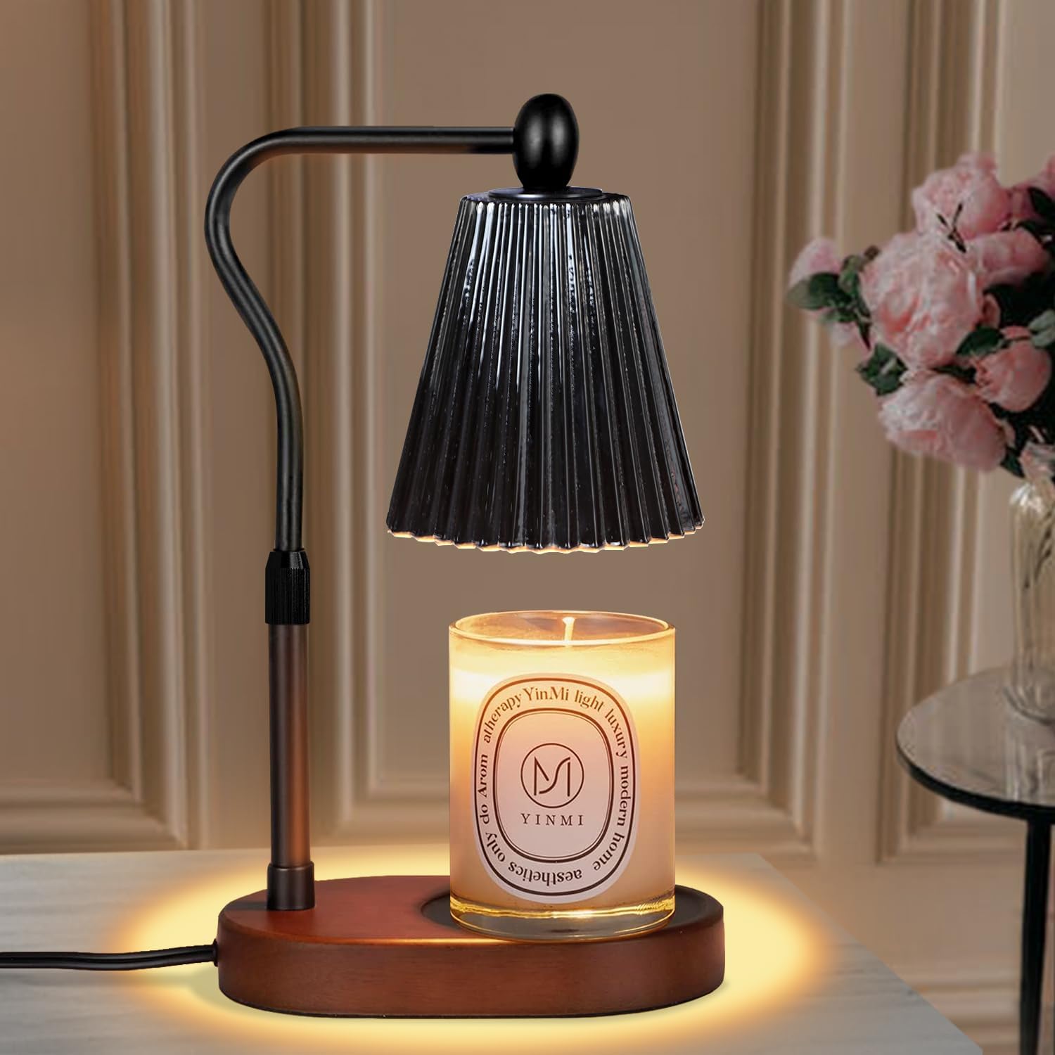 Candle Warmer Lamp, Candle Lamp Warmer with Timer Dimmer Adjustable Height, Electric Wax Warmer Vintage Home Decor, Gifts for Mom, Candle Melter Light for Scented Jar Candles, Black