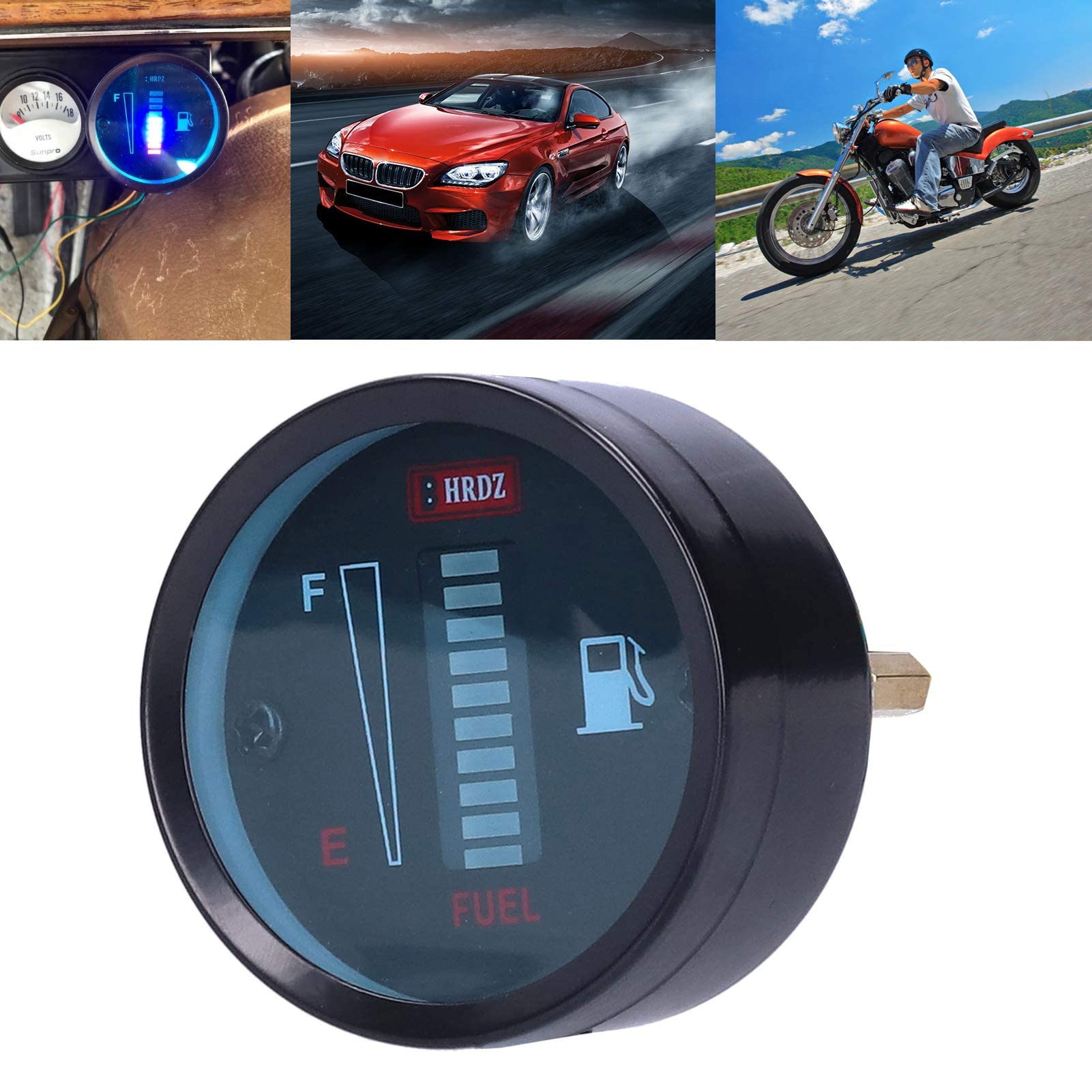 Indicatore Livello Carburante Moto LED 12V 52mm, Indicatore Rotondo Resistenza Regolabile per Motociclette