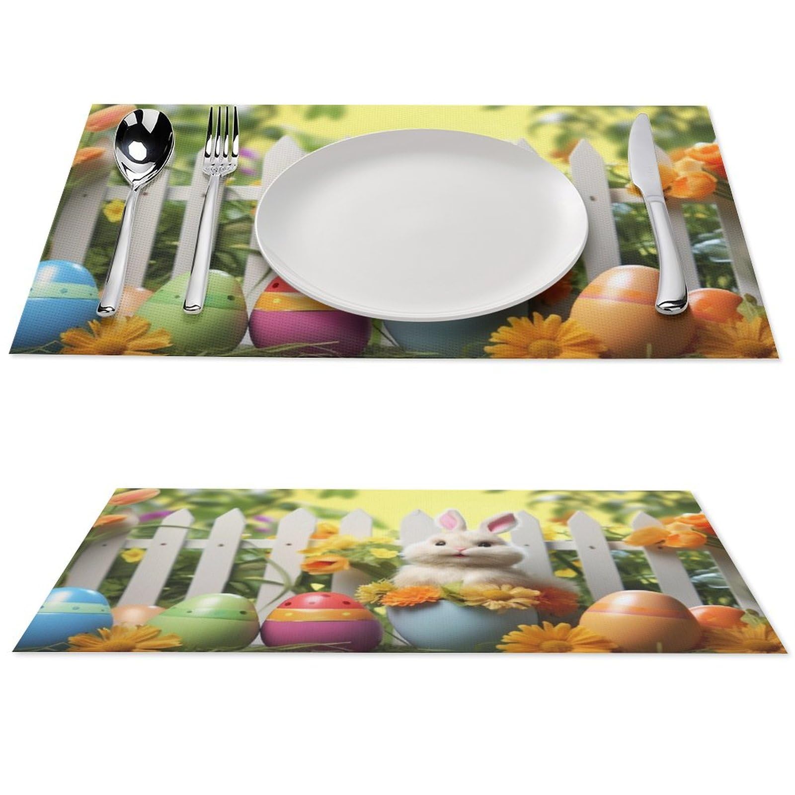 Set de table de Pâques 45x30 cm | Lot de 4 nappages lavables pour cuisine