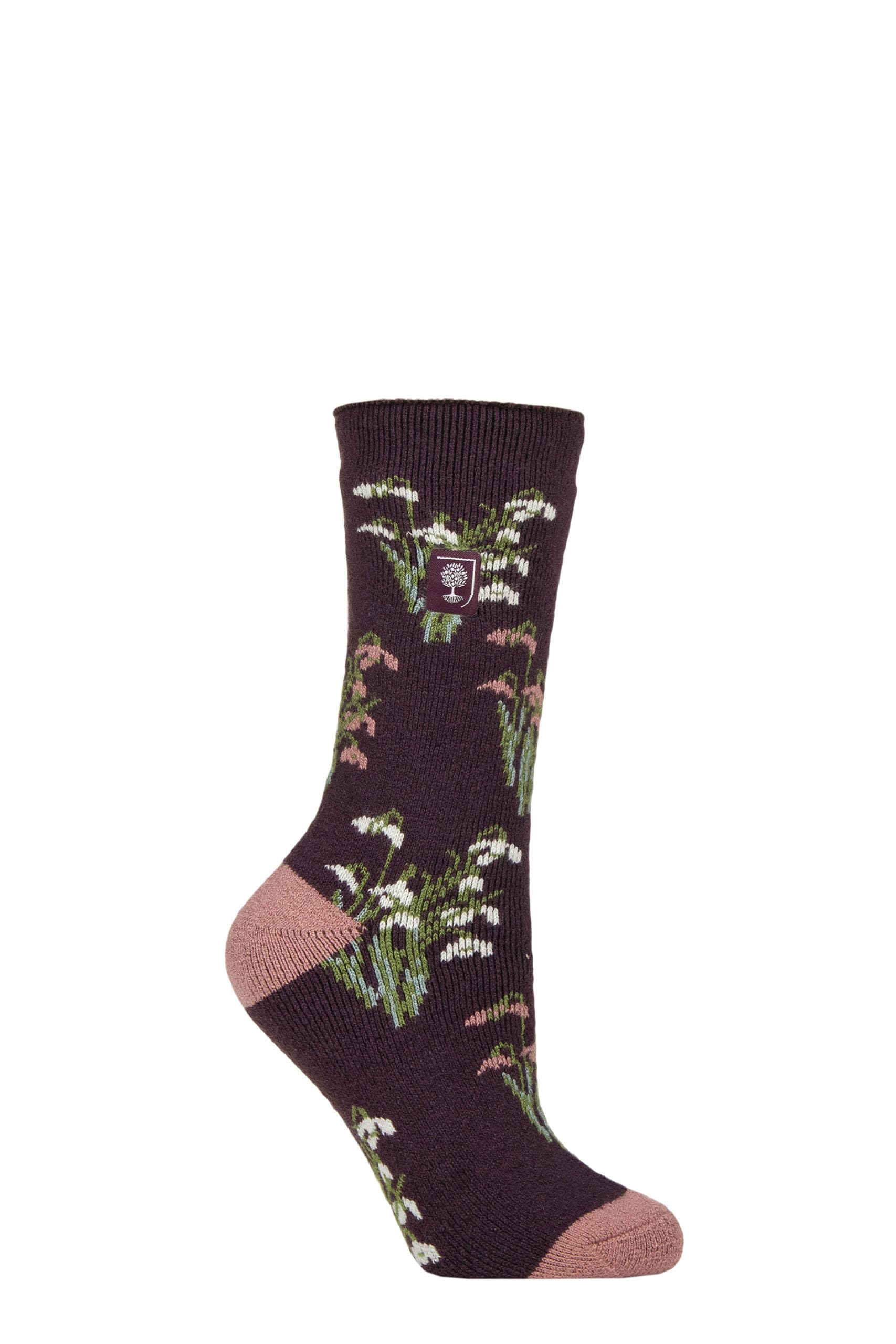 Heat Holders Women's Snowdrops Mulberry Rhs The Royal Horticultural Society Thermal Socks X Rhs 1.6 Tog Lite, Warm, Fruit, Floral & Botanical Patterned, Gift For Gardeners, 1 Pair Size 4-8 4-8