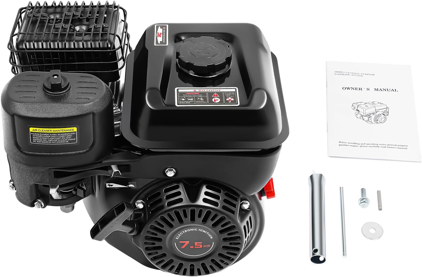 Gas Engine, 4 Stroke 7.5 HP Go Kart Motor Engine, 212CC 3600RPM Single Cylinder Gasoline Engine, for Brush Cutter, Agricultural and Industria Equipment