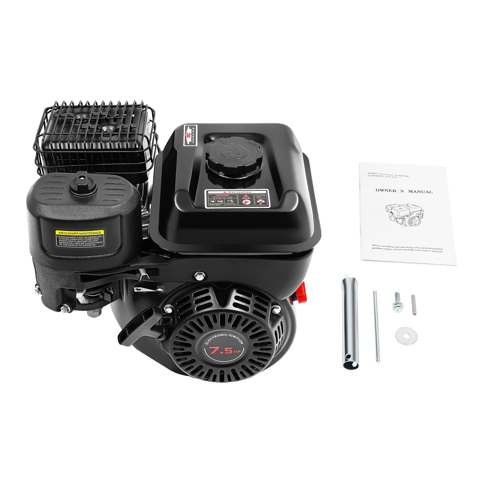Motor de Gasolina de 7.5CV de 4 tiempos, 212CC Motor Estacionario 3600rpm Motor Industrial, Motor de Karts, Motor de Refrigeración por Aire con Eje de 20mm, 1 Cilindro