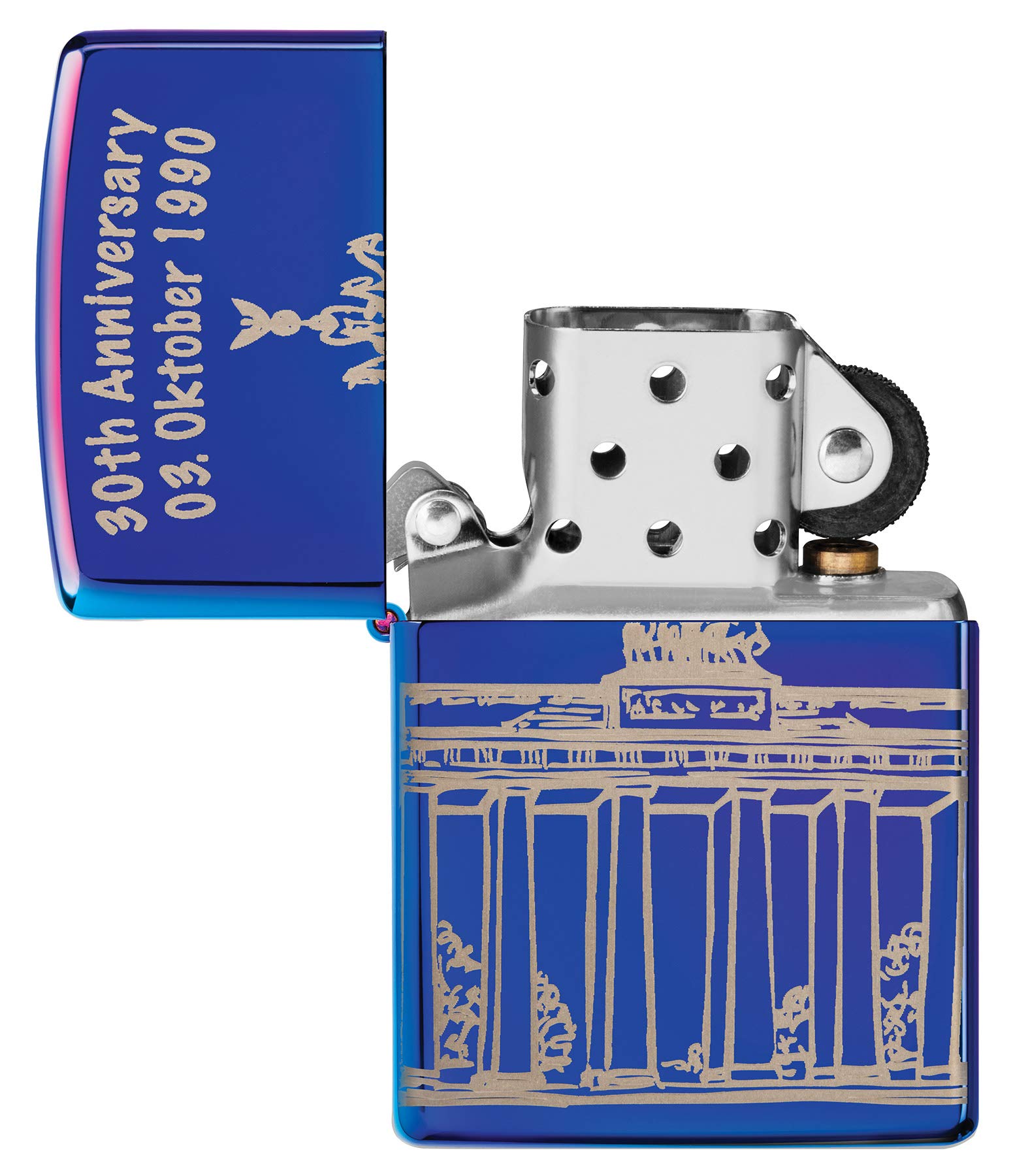 Zippo Sturmfeuerzeug 90th Anniversary – Schwarz Hochglanz, Windfest, Nachfüllbar, Made In USA