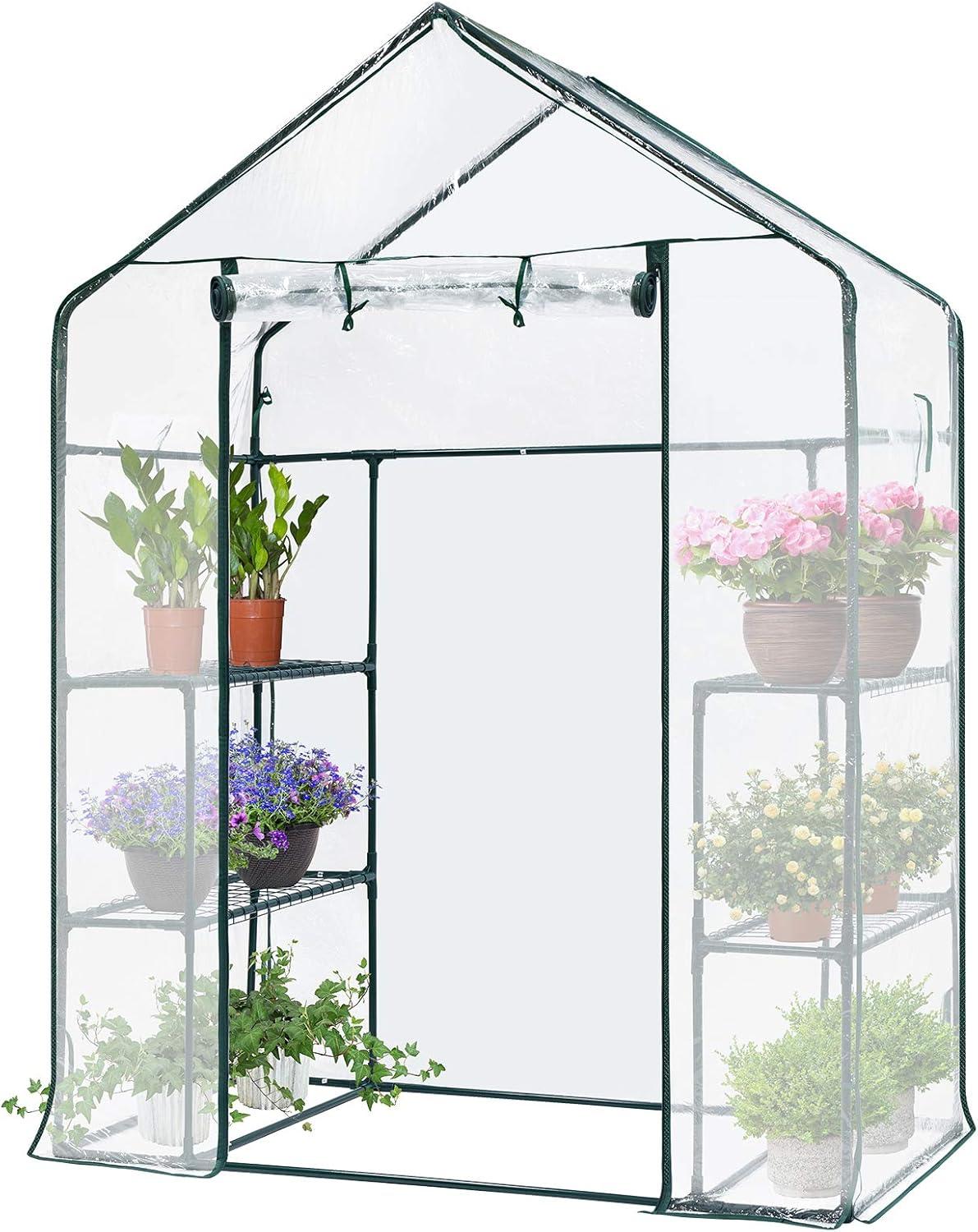 VIVOSUN Transparent 57 x 29 x 77-Inch Mini Walk-in Green House with Windows and Anchors, Plant Garden Hot House Clear PVC 57 x 29 x 77-Inch
