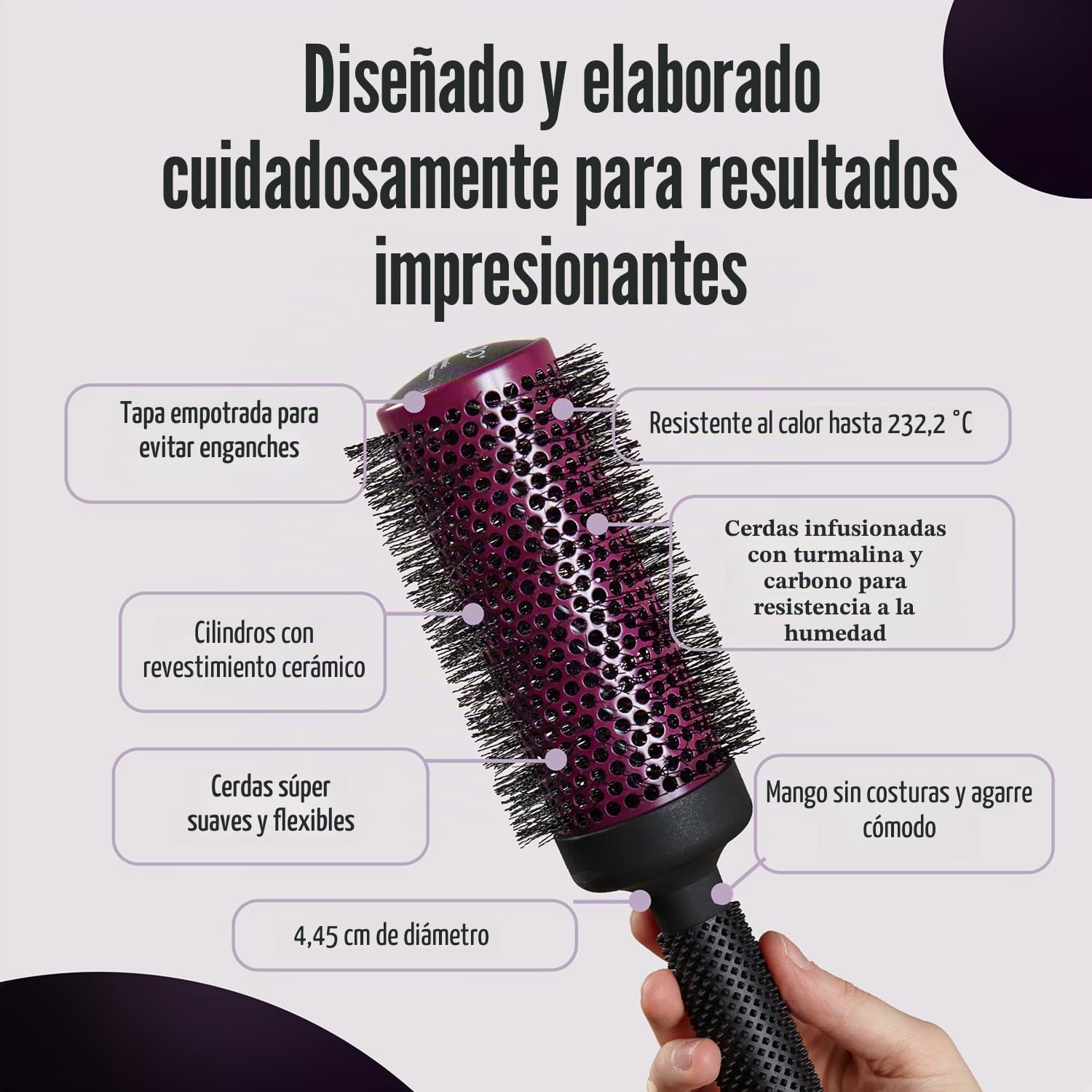 ERGO Cepillo de pelo redondo súper suave para soplar, cepillos de salón de calidad de salón para mujeres, cepillo voluminizador, uso en húmedo y seco, ERG43: 1.75