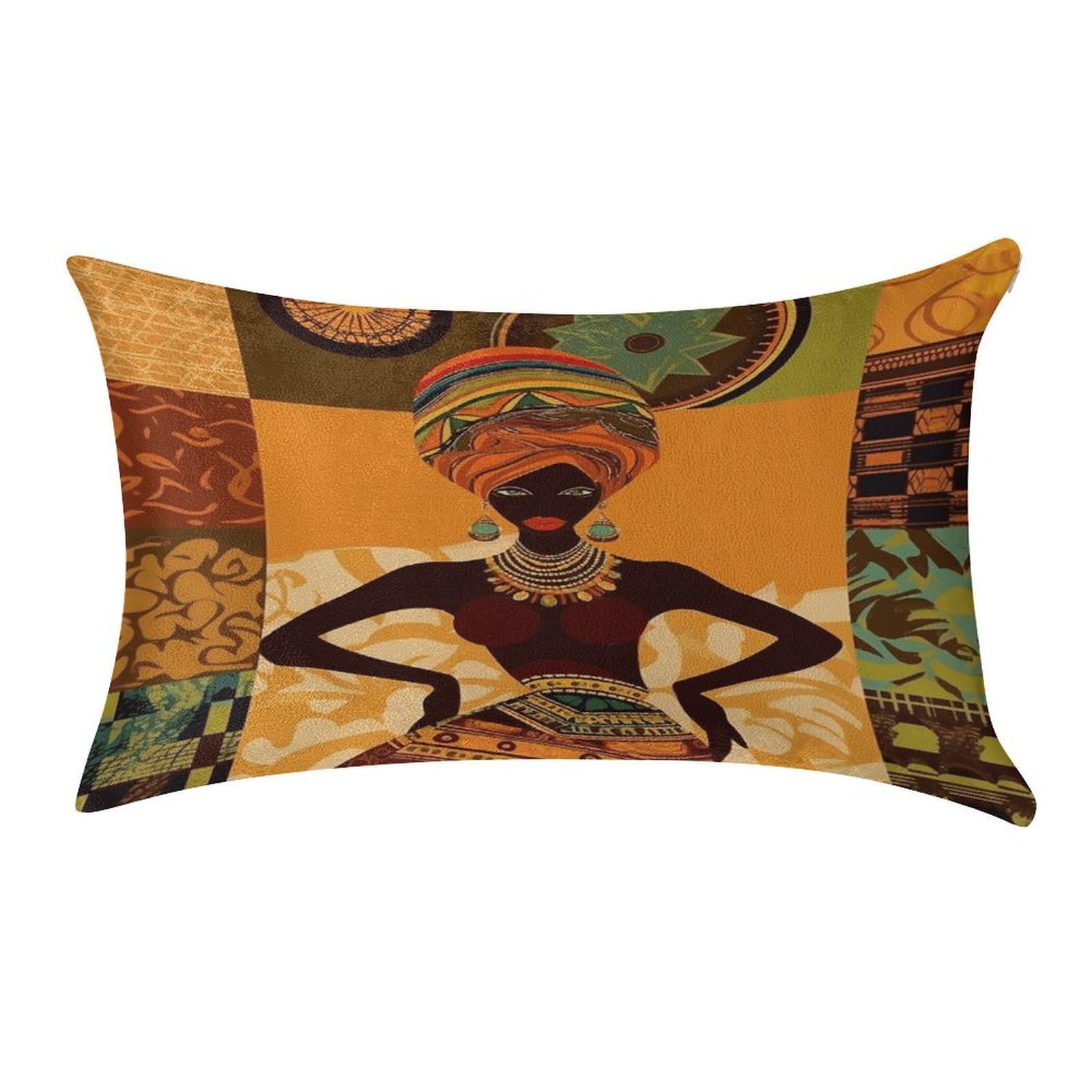MUSM African Woman Pillow Case 12"X20" Luxury Velvet Throw Pillow Cover Fade Resistant Cozy Soft Pillowcases Pillow Protector Pillow Shams Lumbar Pillow Shells for Home&Gifts