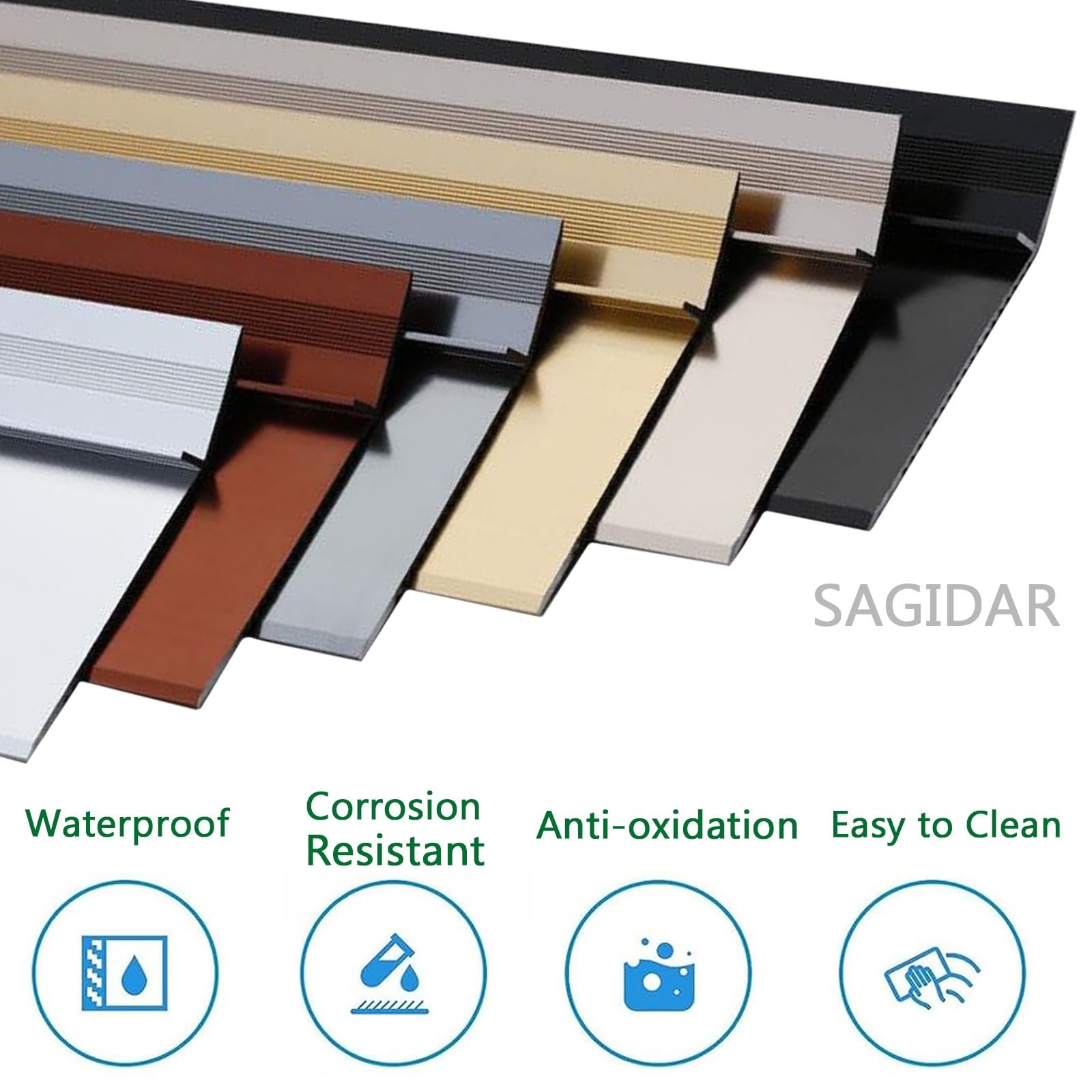 SAGIDAR Barre De Seuil Multiniveau, Bandes De Transition De Seuil, Seuil De Porte Barre, Rail De Transition en Aluminium, Robuste Et Durable, Baguette Recouvrement Large 10cm, Facile À Couper