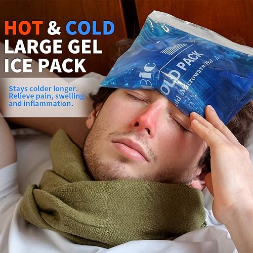 Miniatura 2 de Paquetes de hielo de gel extra grandes para lesiones, compresa fría de gel reutilizable para hombros, rodilla, espalda y cuello, paquetes calientes