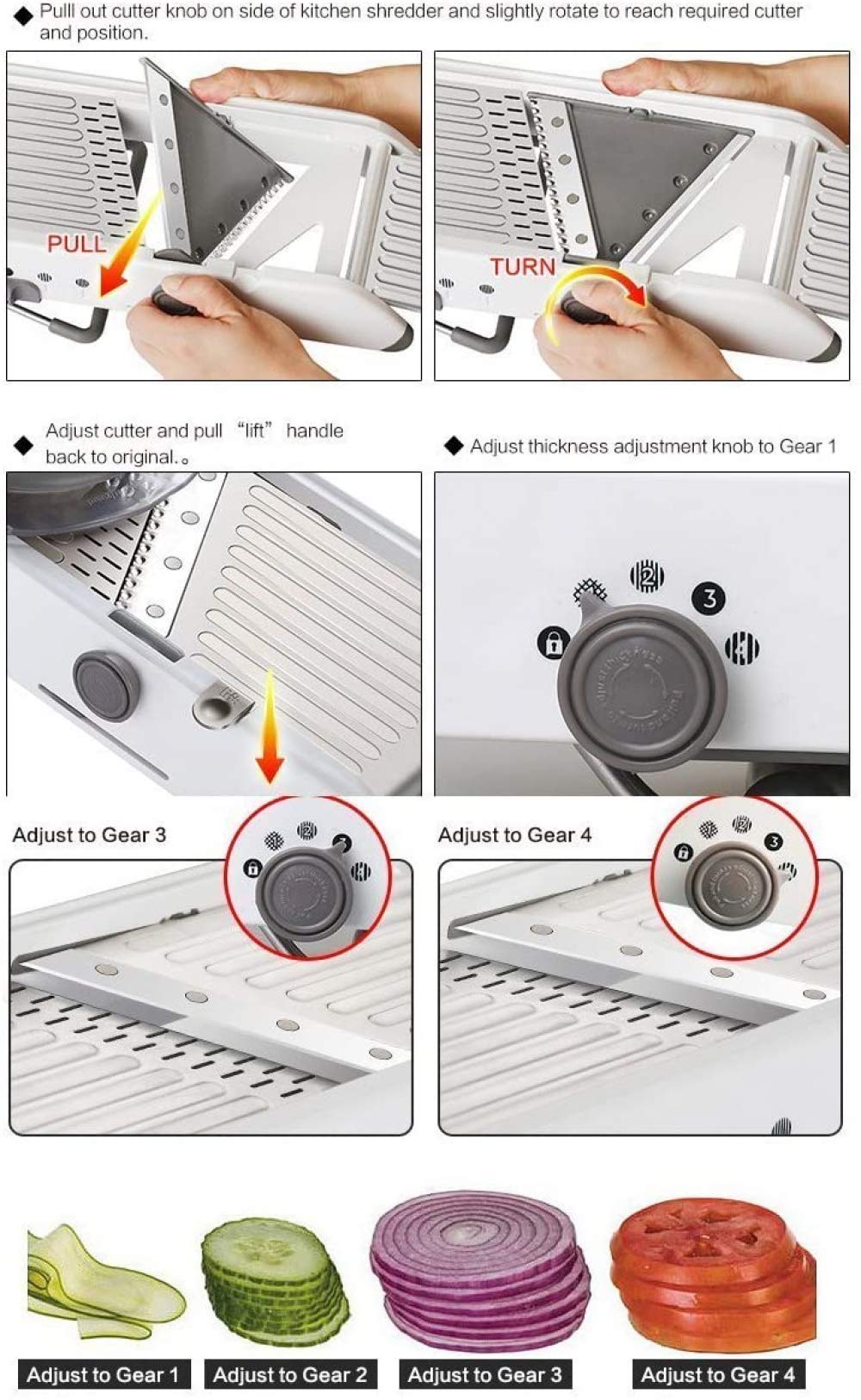 Mandoline Slicer Cuchilla Juliana Profesional De Acero Inoxidable Ajustable 18 Funciones Diferentes Para Cortar Verduras Picar Cebolla Patata Alimentos Ajustables Manualmente Electrodomésticos De Coci