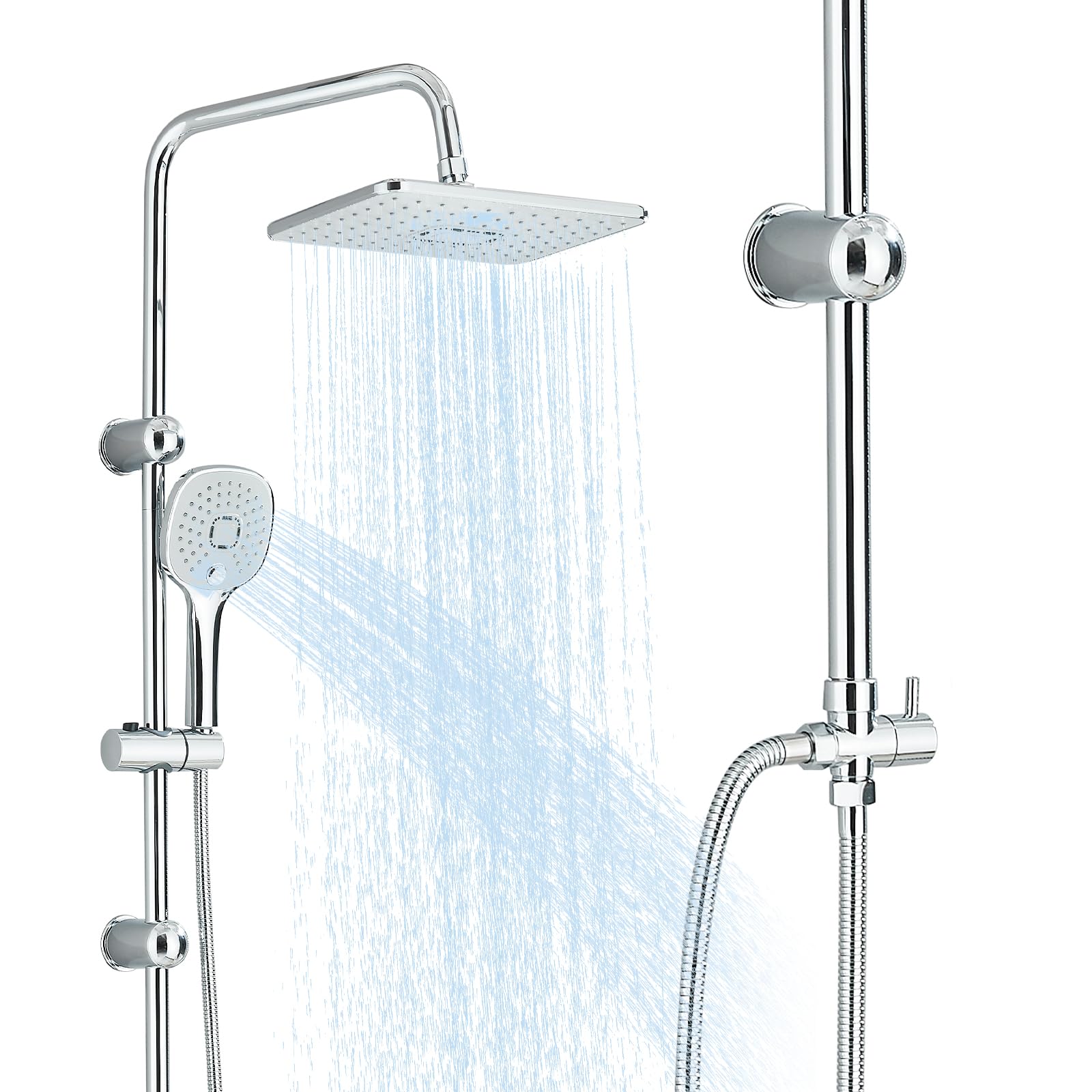Duschset ohne Armatur,Duschsystem,Regendusche Überkopfbrauseset,Edelstahl Duschsystem Duschset Duschset Chrom