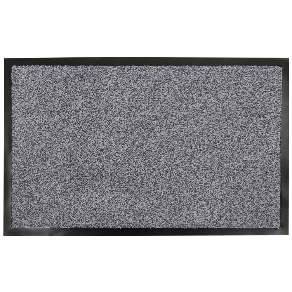 JVL Admiral Barrier Door Mat, Microfibre, Grey, 50 x 80cm