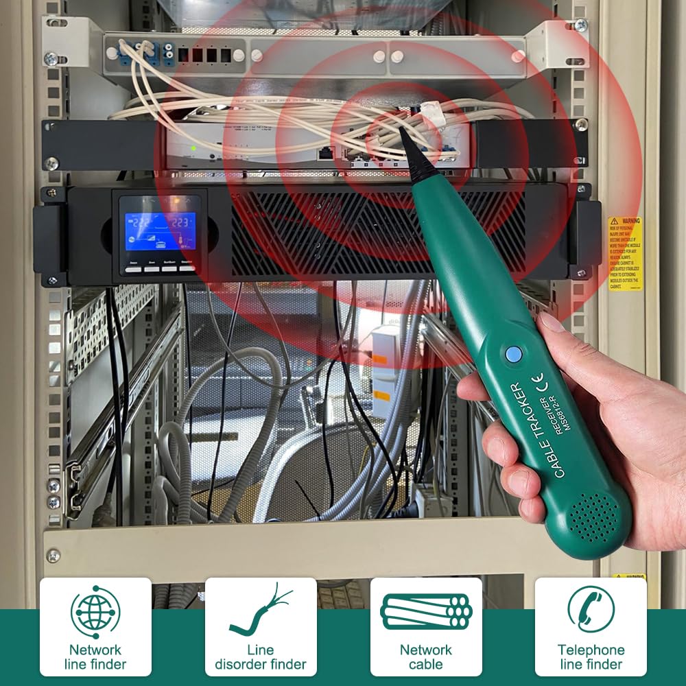 Detektor przecinania drutu, robot kosiarka, MS6812 przenośny tracker kabli elektrycznych, wykrywacz kabli elektrycznych, do lokalizacji kabli sieciowych, linii telefonicznych i kabli (bez baterii)