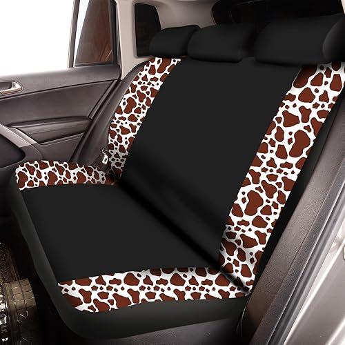 Miniatura 34 de Frienda Juego completo de 13 fundas de asiento de automóvil con estampado de vaca para mujeres y hombres, accesorios de automóvil con estampado