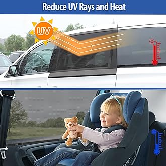 Car Window Shades(2 Pack)-Side Window Sun Shades, UV Protection Breathable Spandex Baby Window Covers, Universal Fit Most of Cars, Protect Privacy for Family (27.5"x57") Black