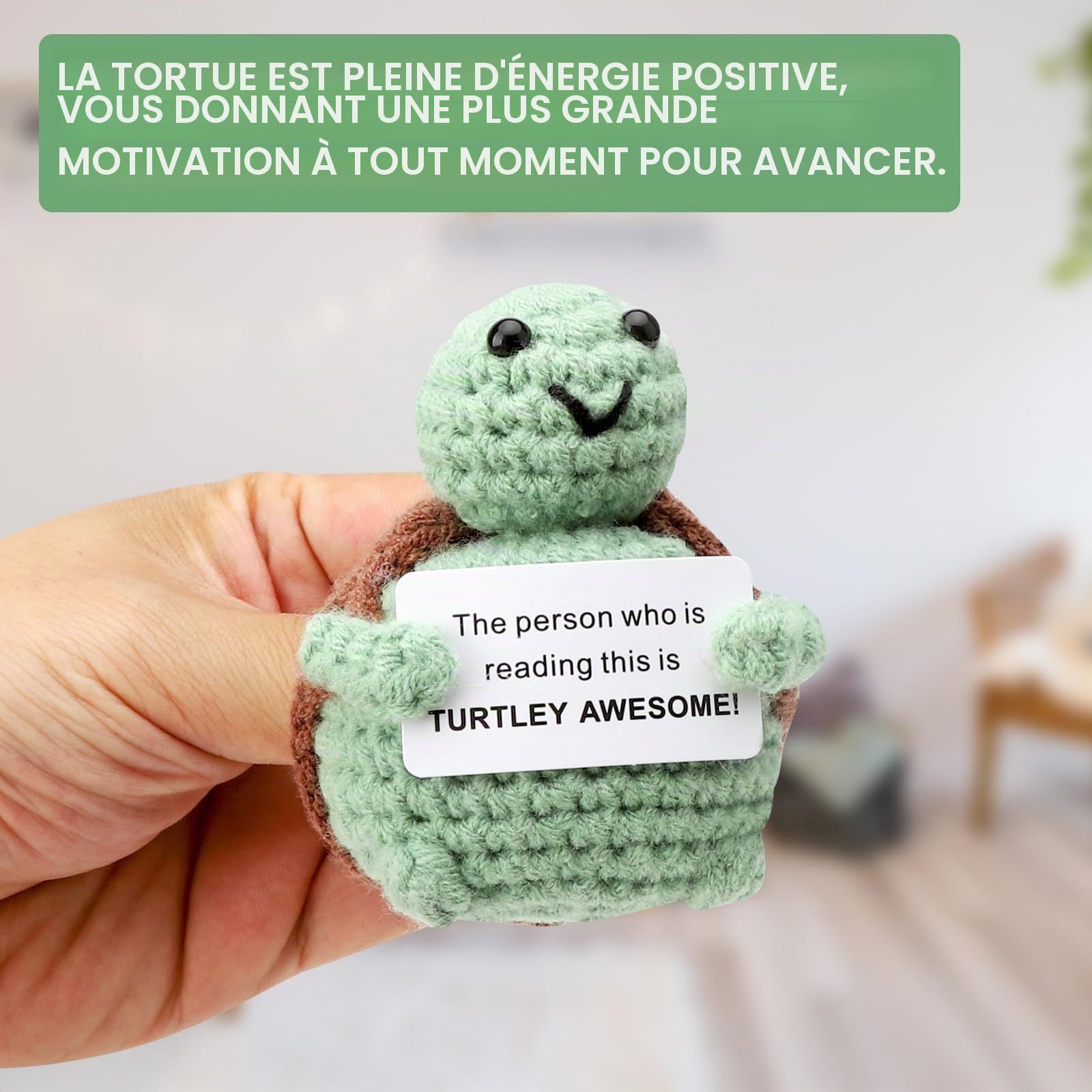 Tortue positive, poupée de soutien émotionnelle faite à la main avec carte d'encouragement, cadeau inspirant pour la famille, les amis, la maison, le bureau Tortue positive, poupée de soutien émotionnelle faite à la main avec carte d'encouragement, cadeau inspirant pour la famille, les amis, la maison, le bureau