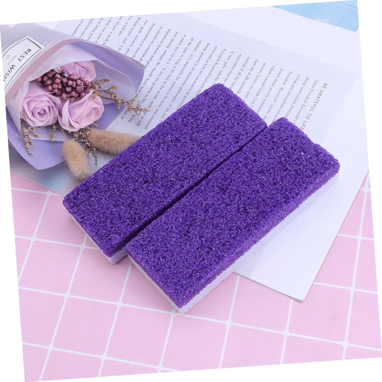 2pcs Double-Sided Pumice Stone Foot File Remover Foot Care Scrubber Portable Dead Skin Remover for Smooth Feet Purple